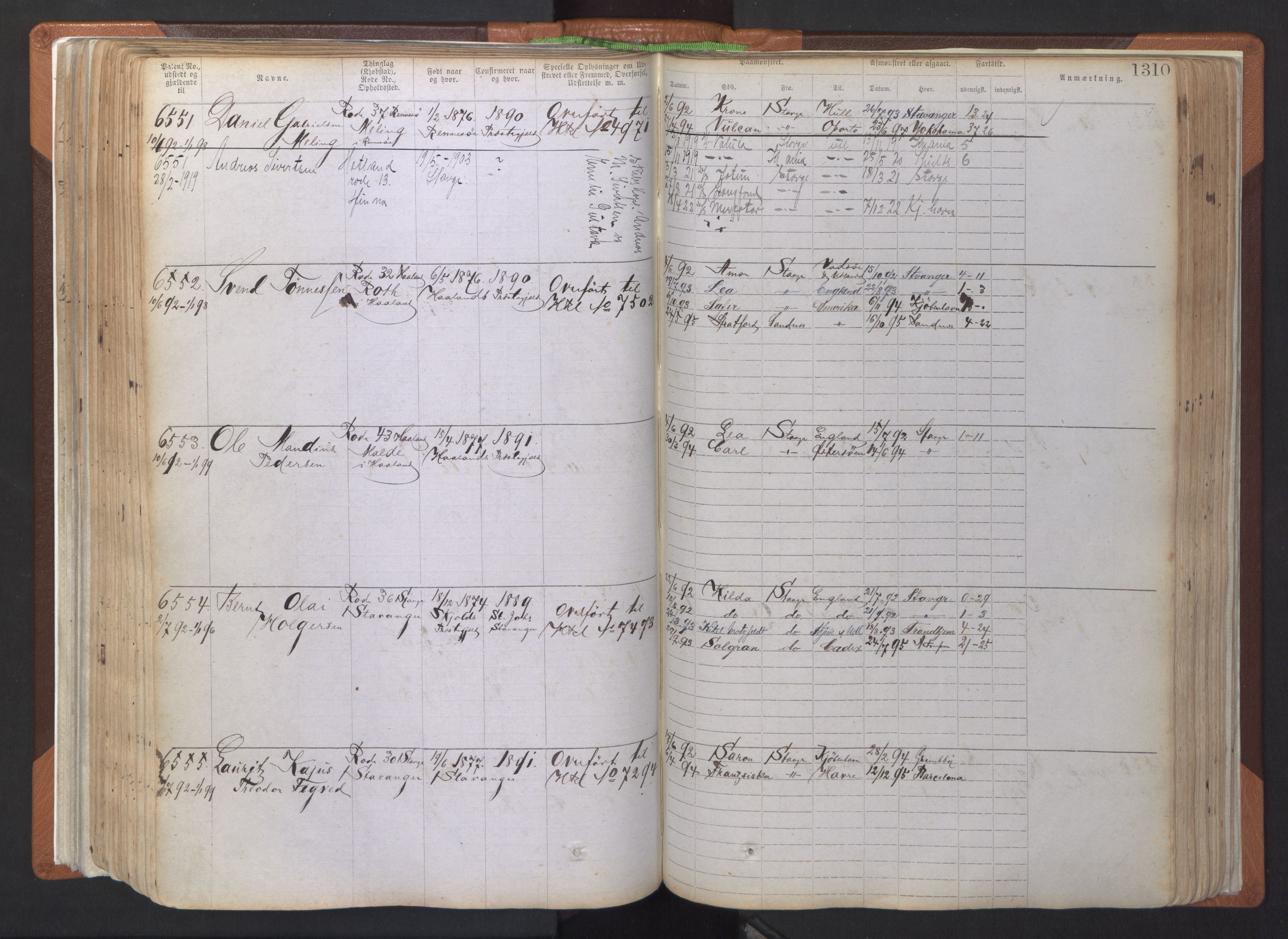 Stavanger sjømannskontor, AV/SAST-A-102006/F/Ff/L0007: Annotasjonsrulle, patentnr. 5506-7180, 1887-1900, p. 215