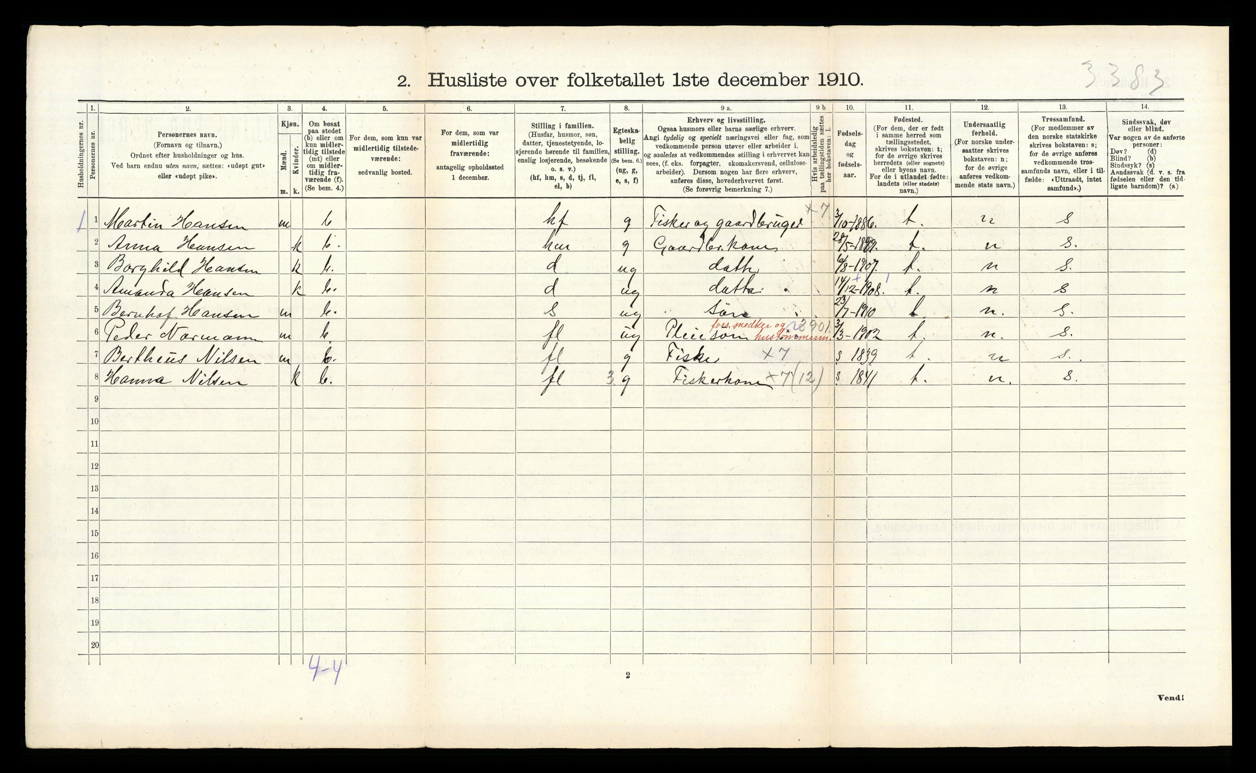 RA, 1910 census for Hamarøy, 1910, p. 987