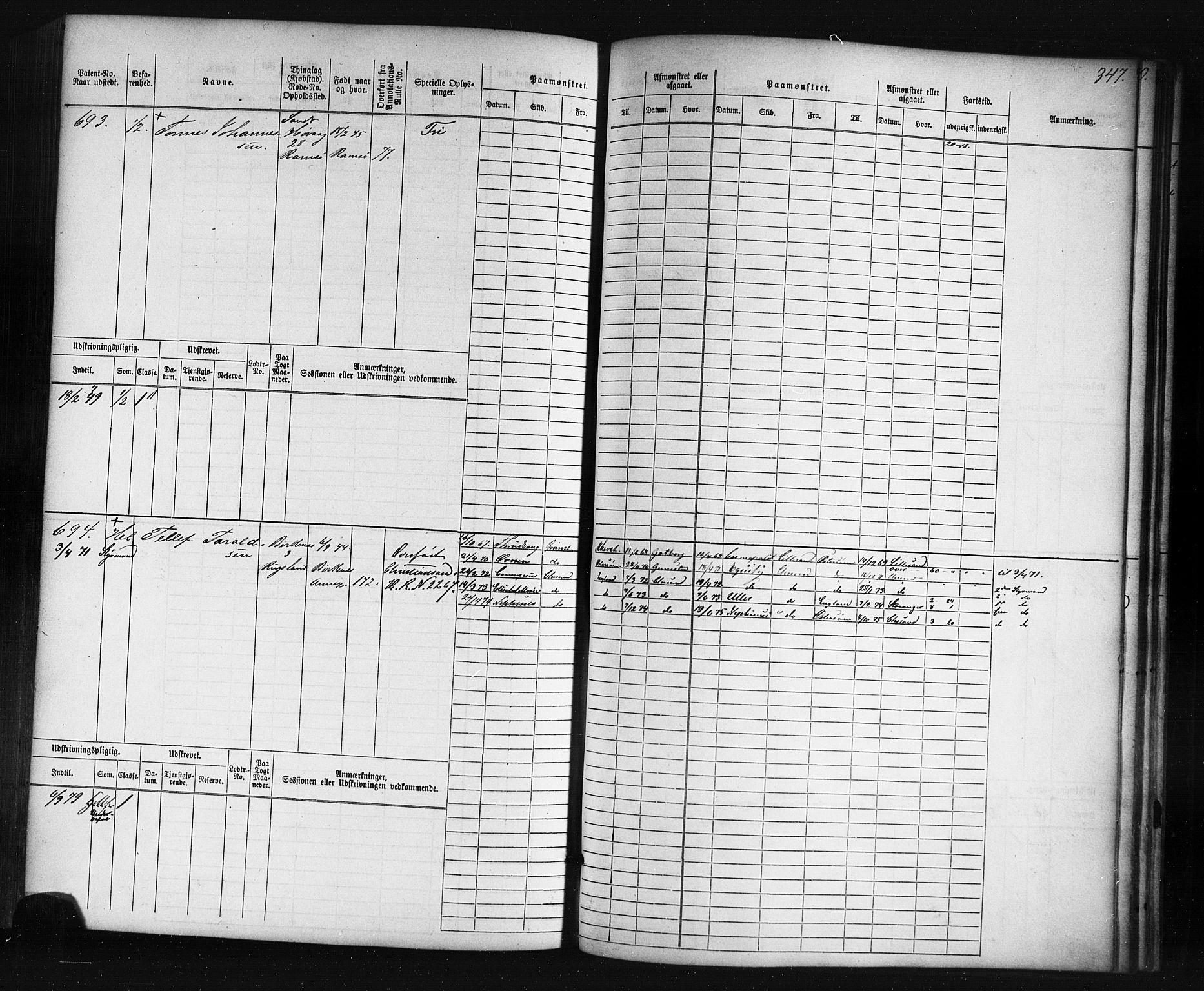 Lillesand mønstringskrets, AV/SAK-2031-0014/F/Fb/L0002: Hovedrulle nr 1-770, W-11, 1866-1890, p. 359