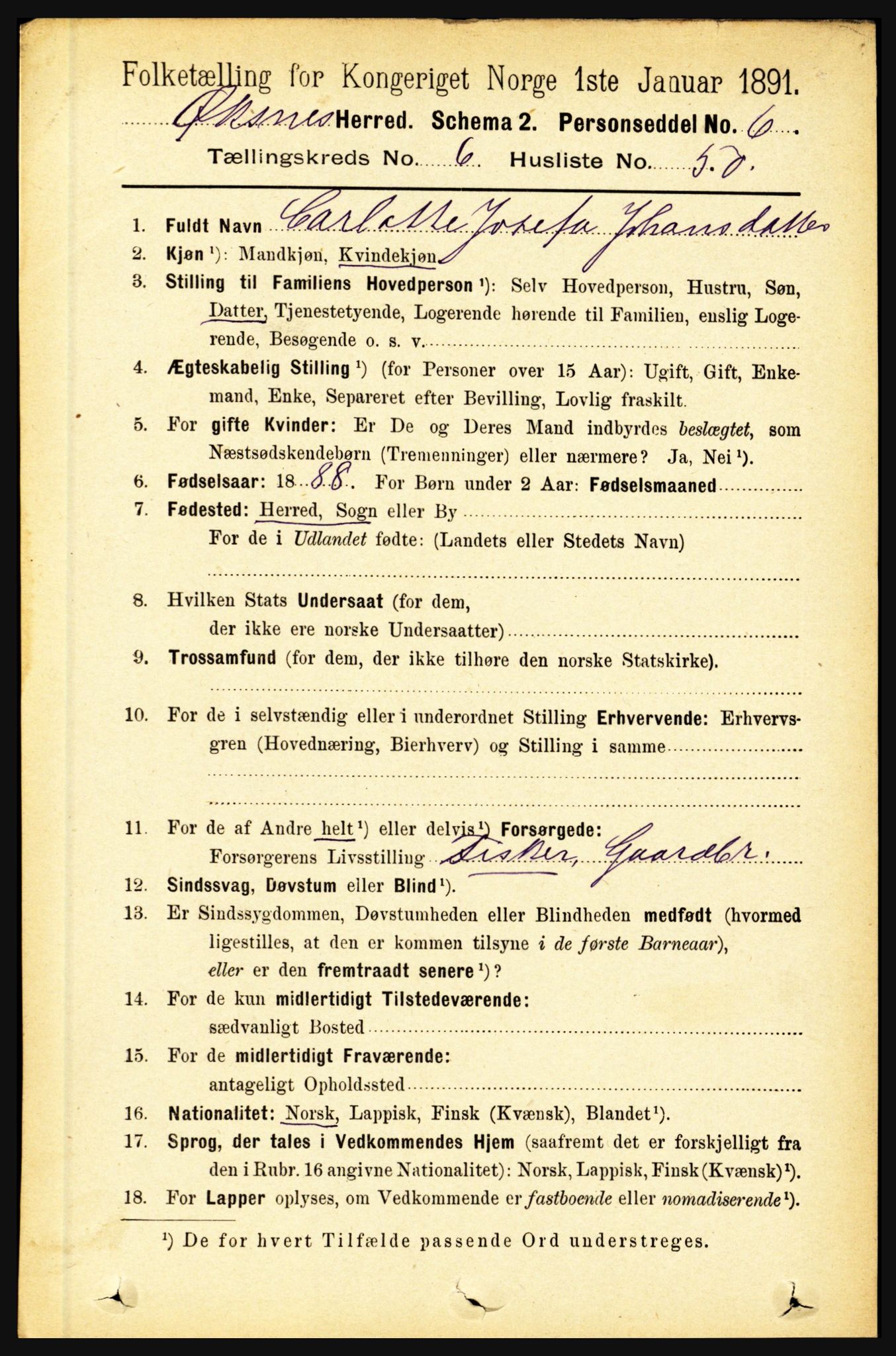 RA, 1891 census for 1868 Øksnes, 1891, p. 2987