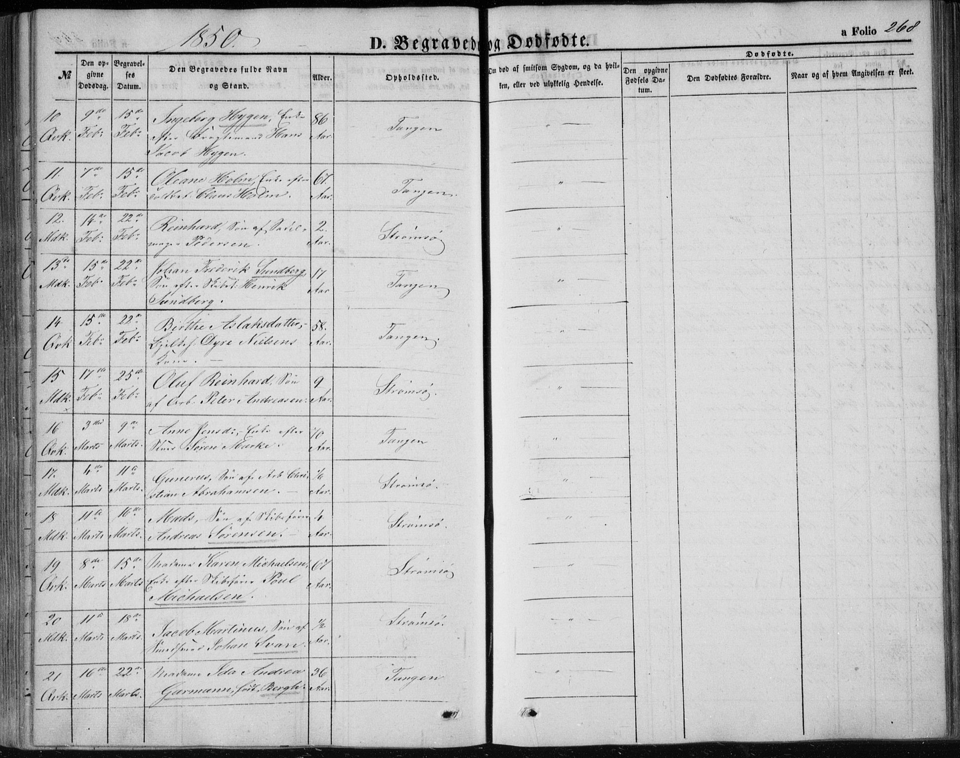 Strømsø kirkebøker, SAKO/A-246/F/Fa/L0014: Parish register (official) no. I 14, 1848-1858, p. 268