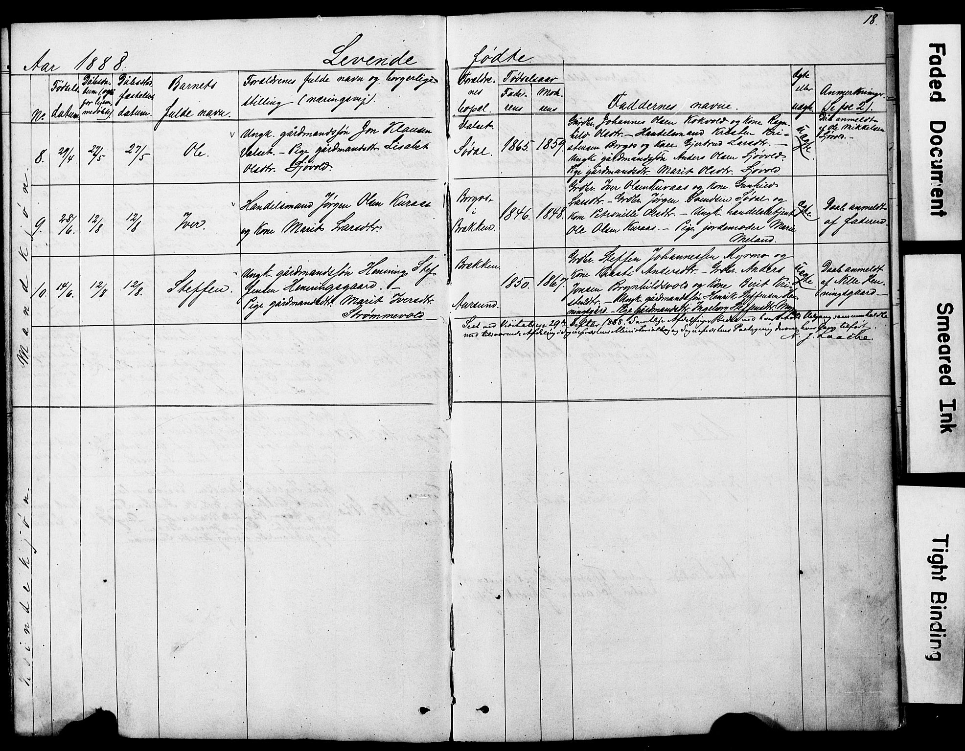 Ministerialprotokoller, klokkerbøker og fødselsregistre - Sør-Trøndelag, SAT/A-1456/683/L0949: Parish register (copy) no. 683C01, 1880-1896, p. 18