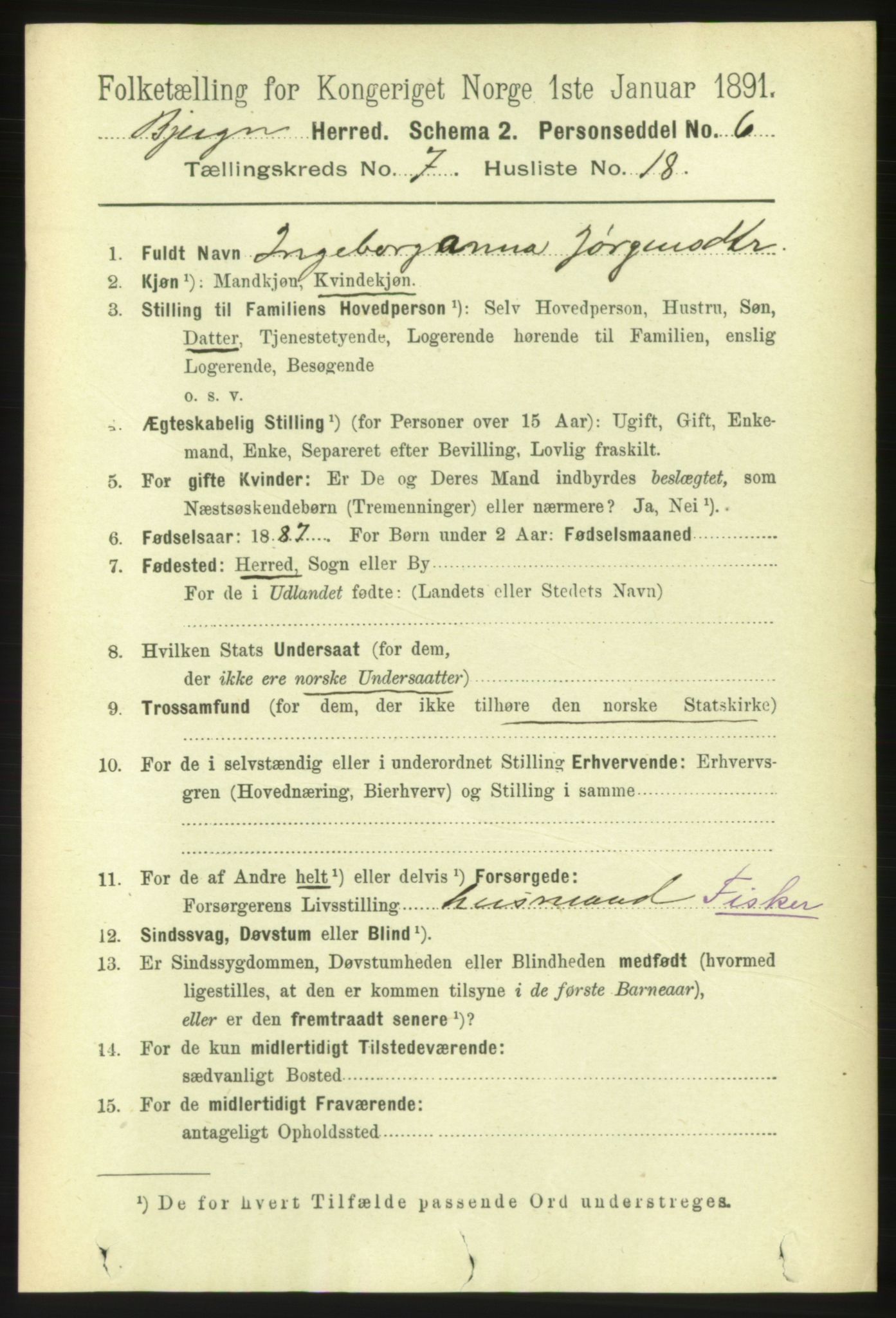 RA, 1891 census for 1627 Bjugn, 1891, p. 1950