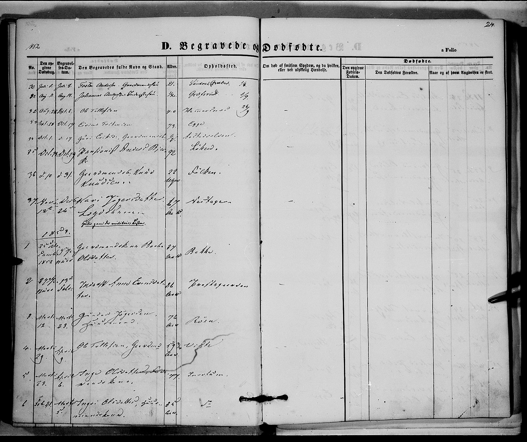 Vestre Slidre prestekontor, SAH/PREST-136/H/Ha/Haa/L0001: Parish register (official) no. 1, 1844-1855, p. 214