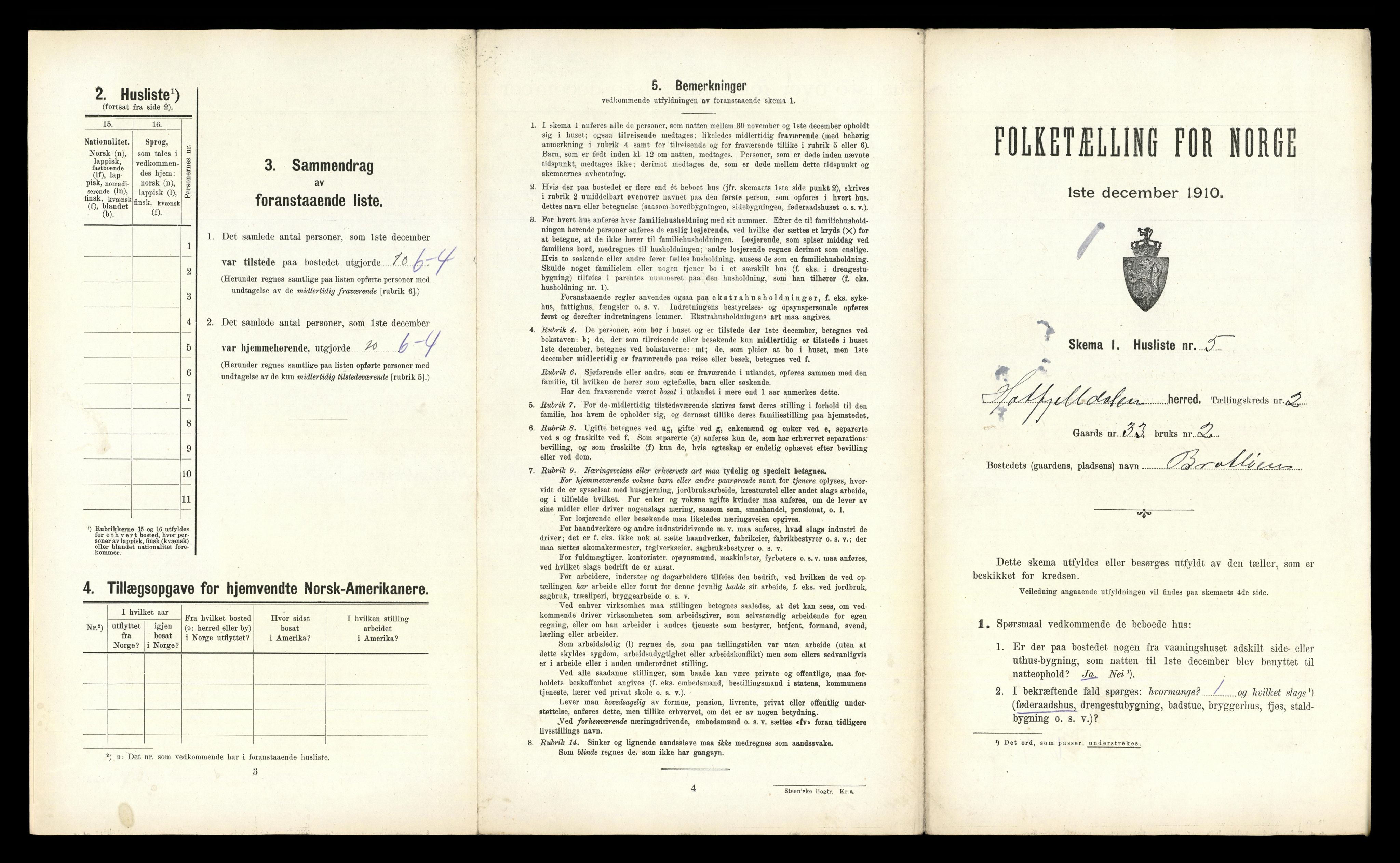 RA, 1910 census for Hattfjelldal, 1910, p. 95