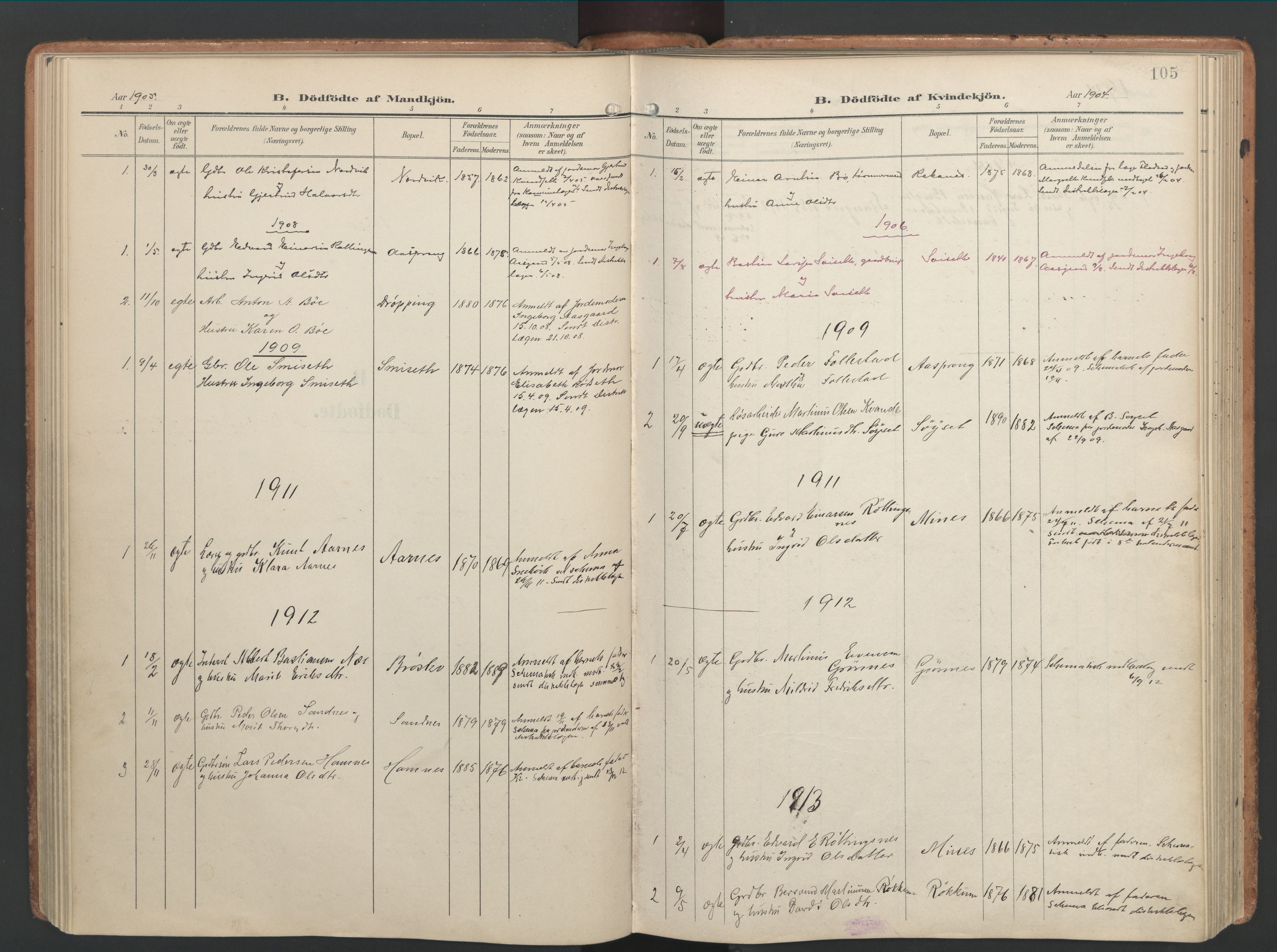 Ministerialprotokoller, klokkerbøker og fødselsregistre - Møre og Romsdal, AV/SAT-A-1454/592/L1030: Parish register (official) no. 592A08, 1901-1925, p. 105