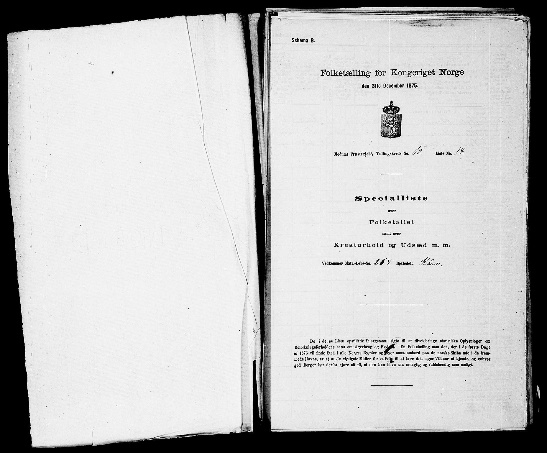 SAKO, 1875 census for 0623P Modum, 1875, p. 1427