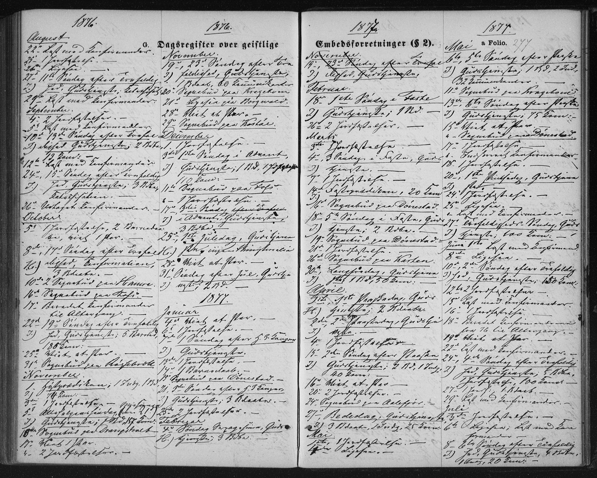 Tveit sokneprestkontor, SAK/1111-0043/F/Fa/L0006: Parish register (official) no. A 6, 1872-1886, p. 277