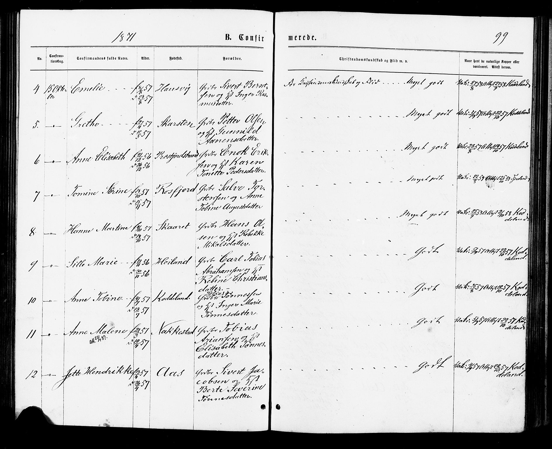 Lyngdal sokneprestkontor, AV/SAK-1111-0029/F/Fa/Faa/L0003: Parish register (official) no. A 3, 1871-1882, p. 99