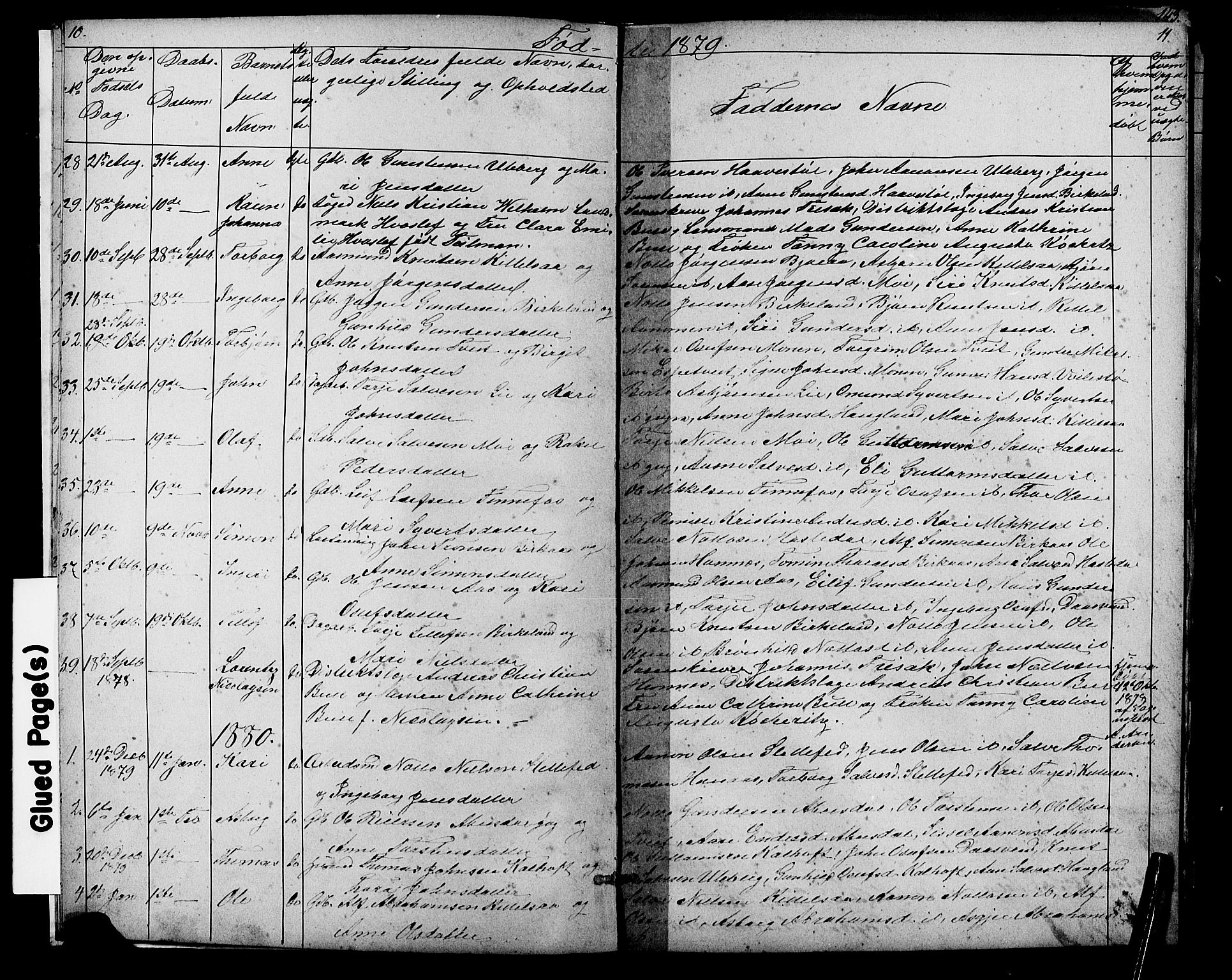 Evje sokneprestkontor, SAK/1111-0008/F/Fb/Fbb/L0002: Parish register (copy) no. B 2, 1879-1909, p. 10-11