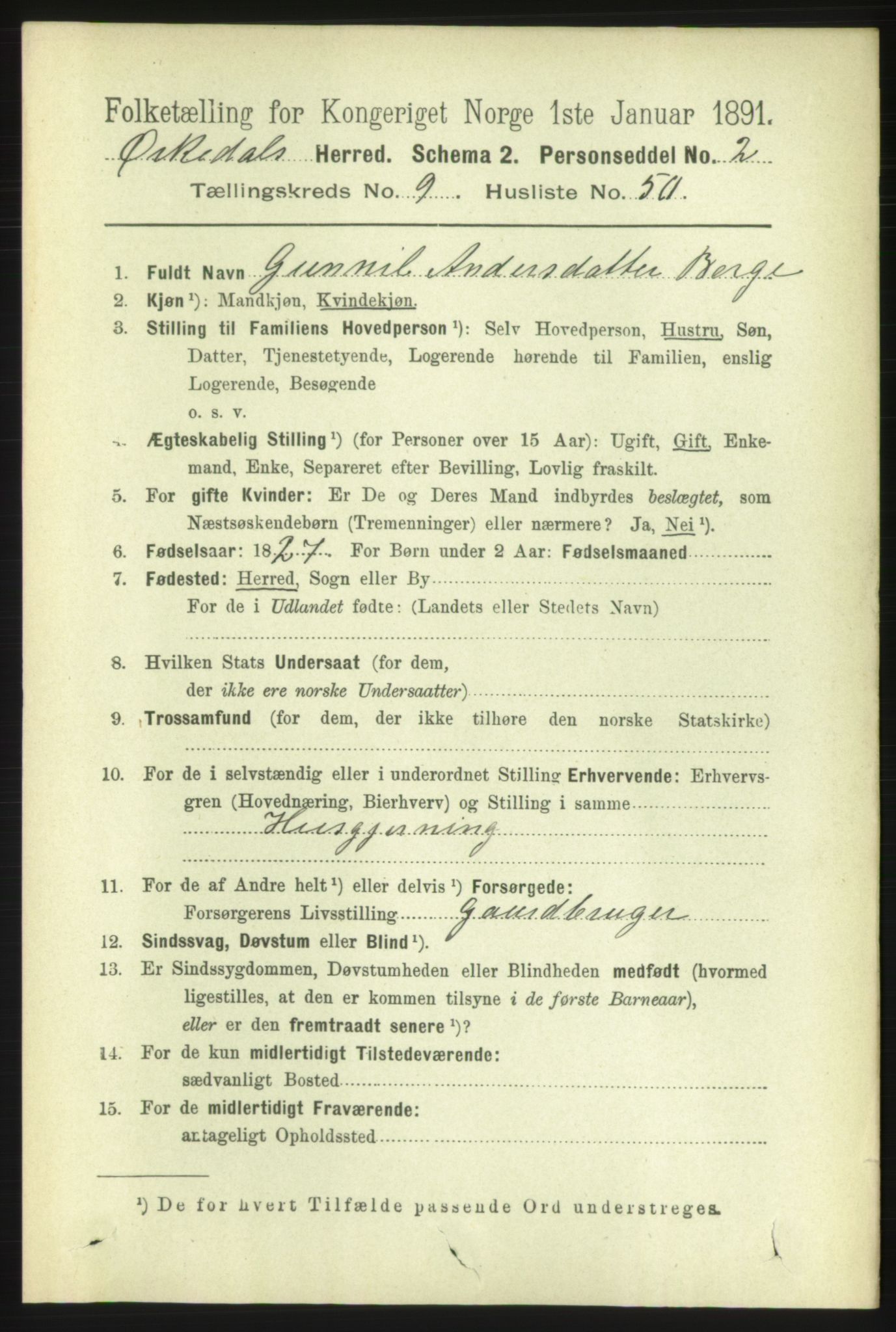 RA, 1891 census for 1638 Orkdal, 1891, p. 4536