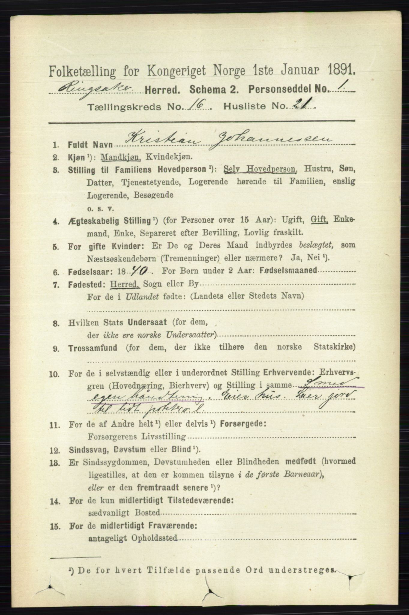 RA, 1891 census for 0412 Ringsaker, 1891, p. 9215