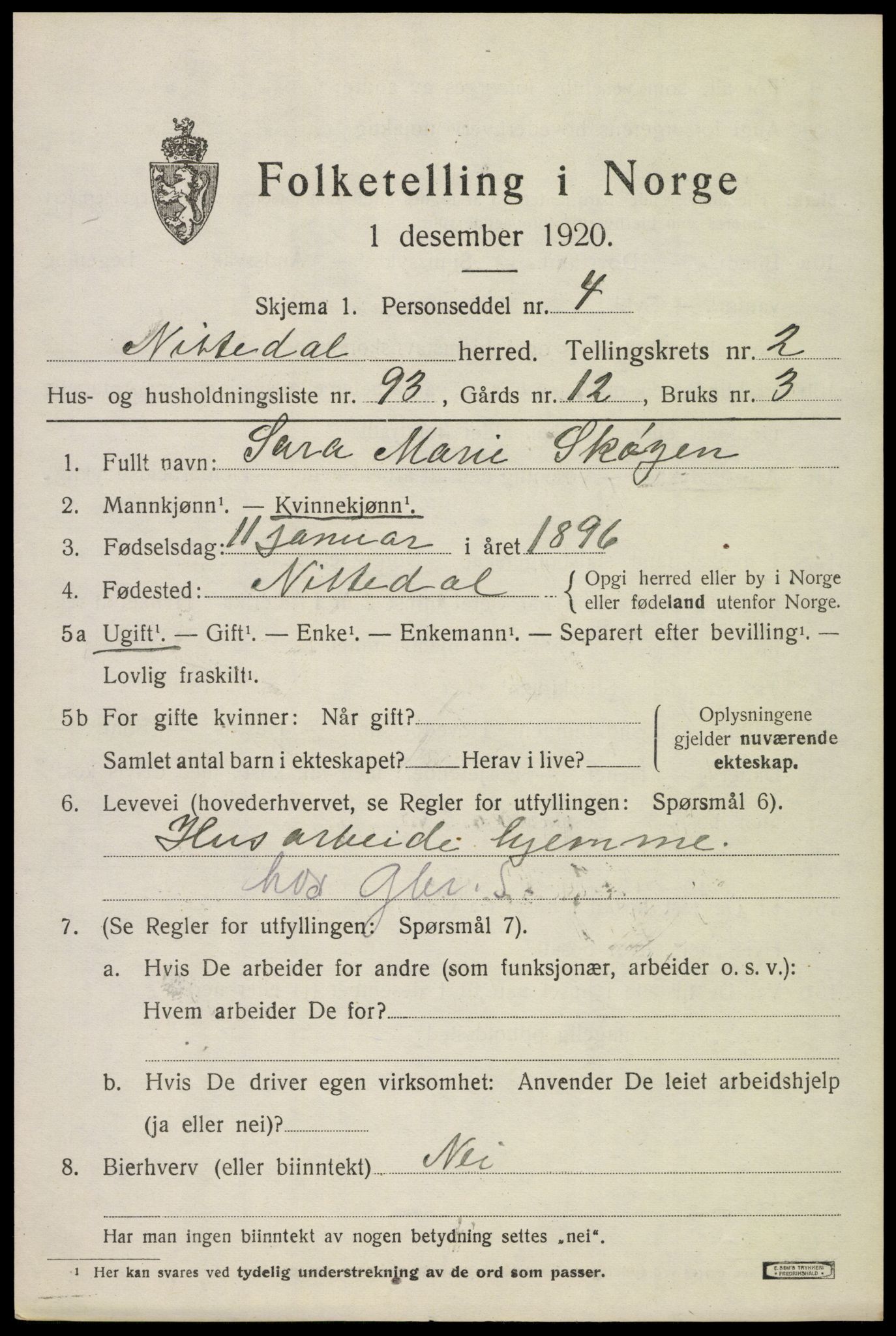 SAO, 1920 census for Nittedal, 1920, p. 2816