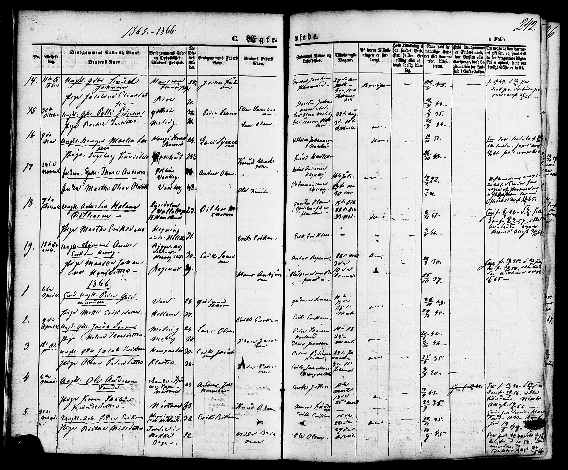 Rennesøy sokneprestkontor, AV/SAST-A -101827/H/Ha/Haa/L0006: Parish register (official) no. A 6, 1860-1878, p. 242