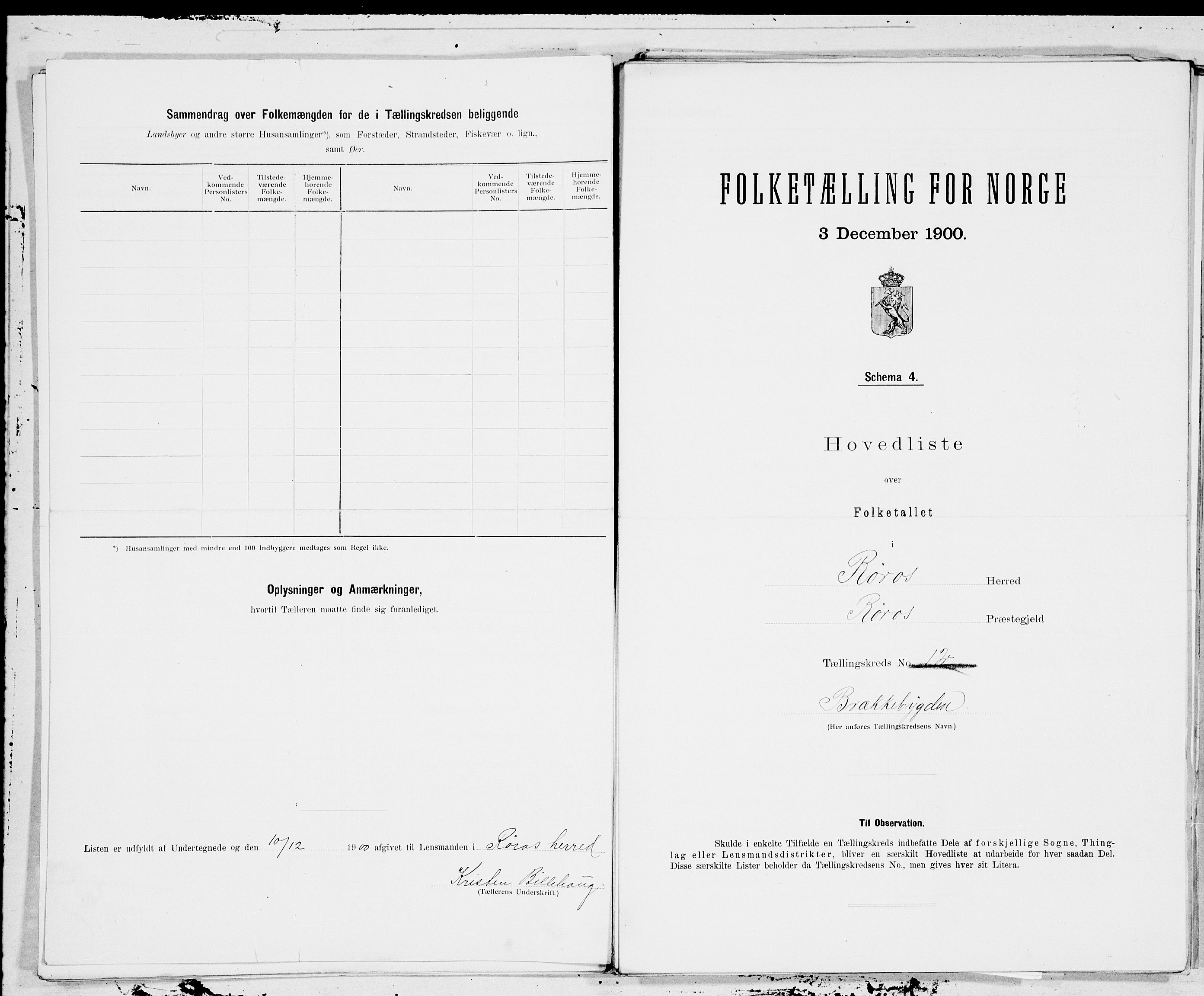 SAT, 1900 census for Røros, 1900, p. 26