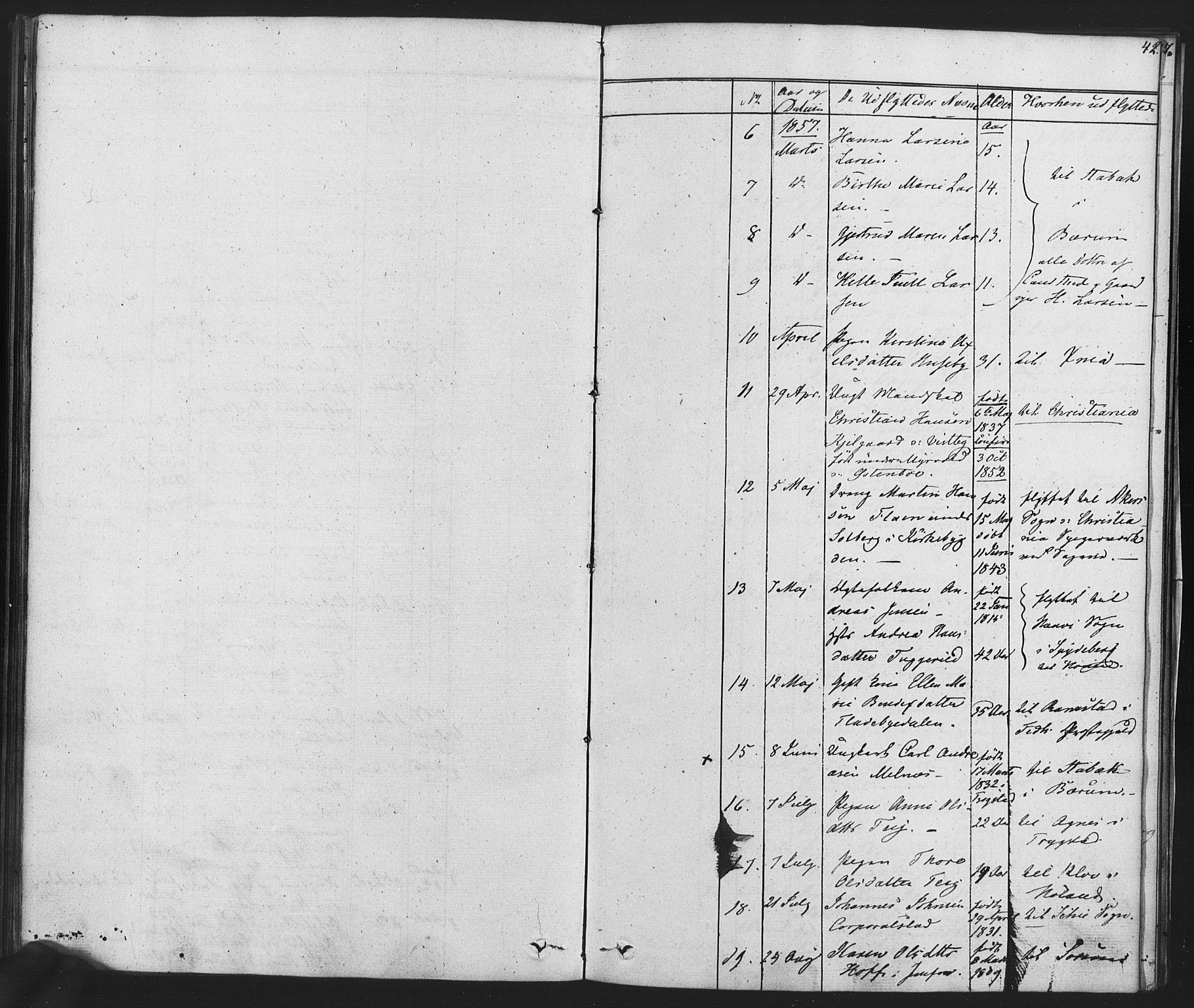 Enebakk prestekontor Kirkebøker, AV/SAO-A-10171c/F/Fa/L0014: Parish register (official) no. I 14, 1833-1878, p. 42