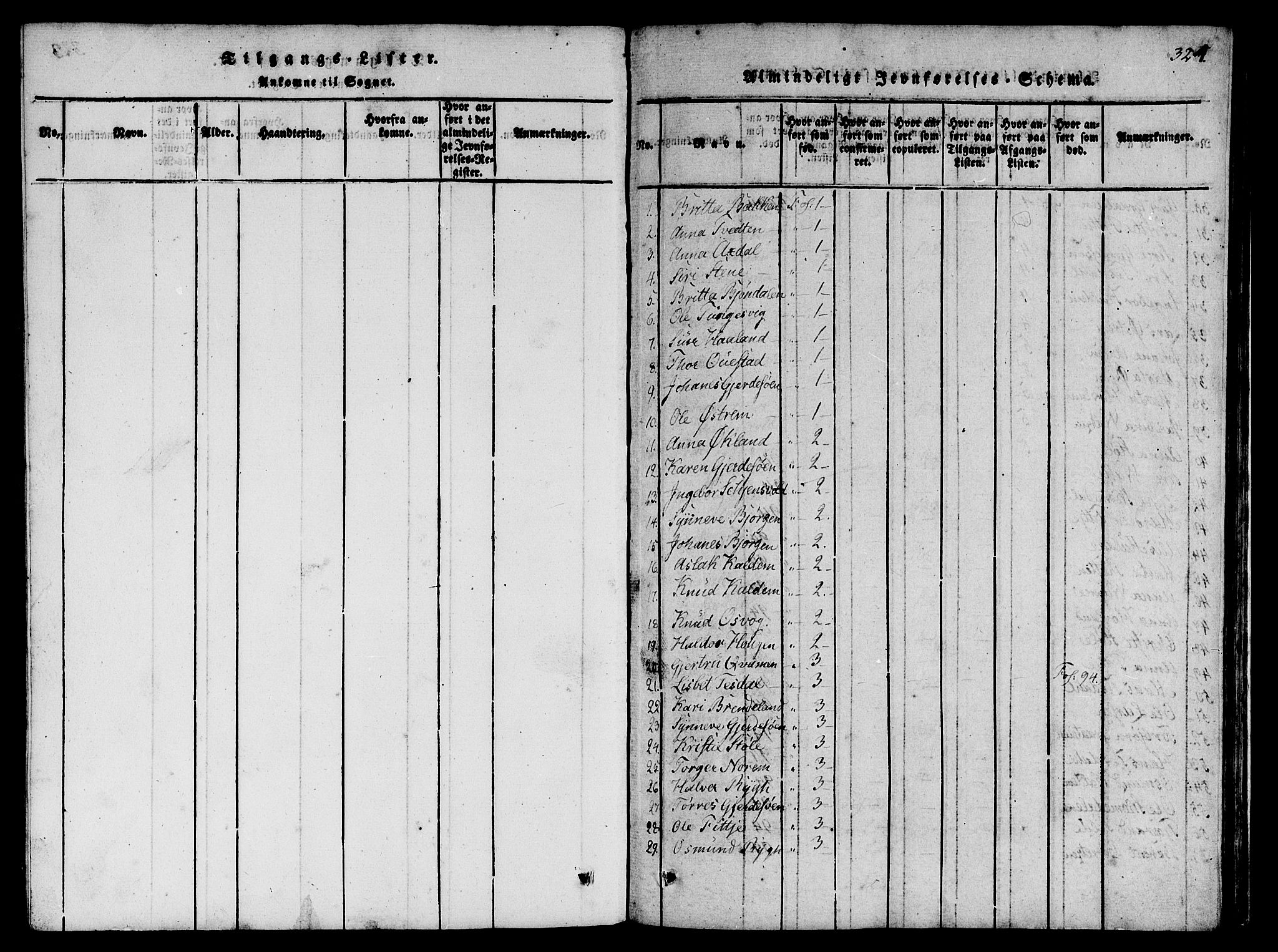 Etne sokneprestembete, SAB/A-75001/H/Haa: Parish register (official) no. A 6, 1815-1831, p. 324