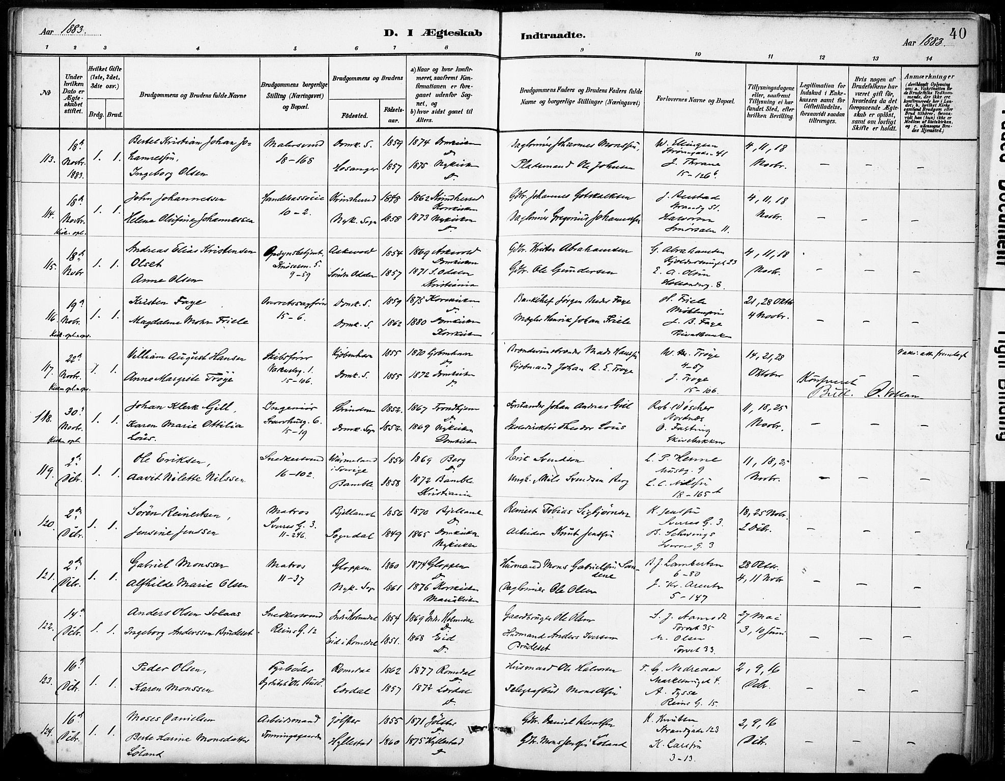 Domkirken sokneprestembete, SAB/A-74801/H/Haa/L0037: Parish register (official) no. D 4, 1880-1907, p. 40