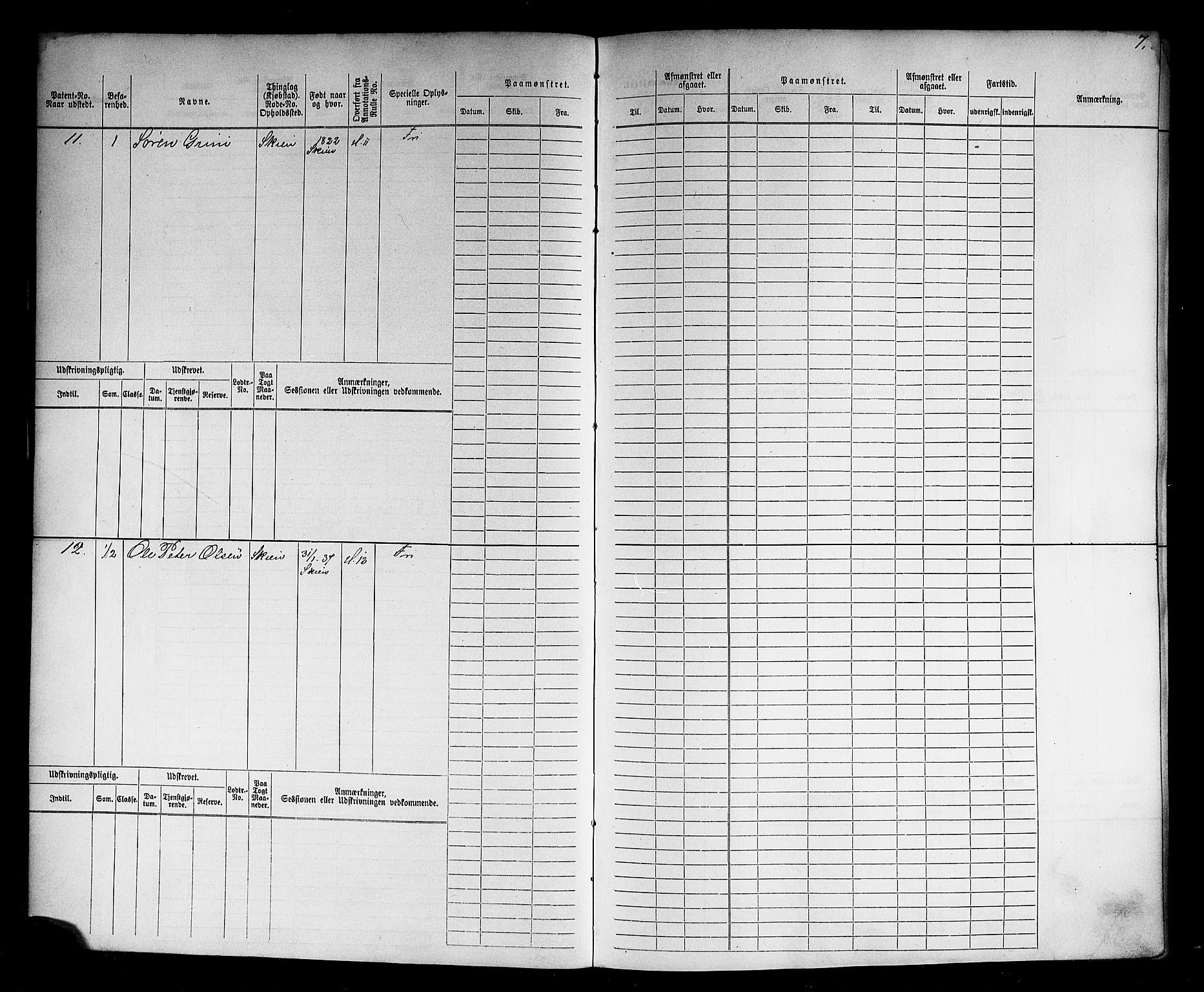 Skien innrulleringskontor, AV/SAKO-A-832/F/Fb/L0003: Hovedrulle, 1868-1871, p. 8