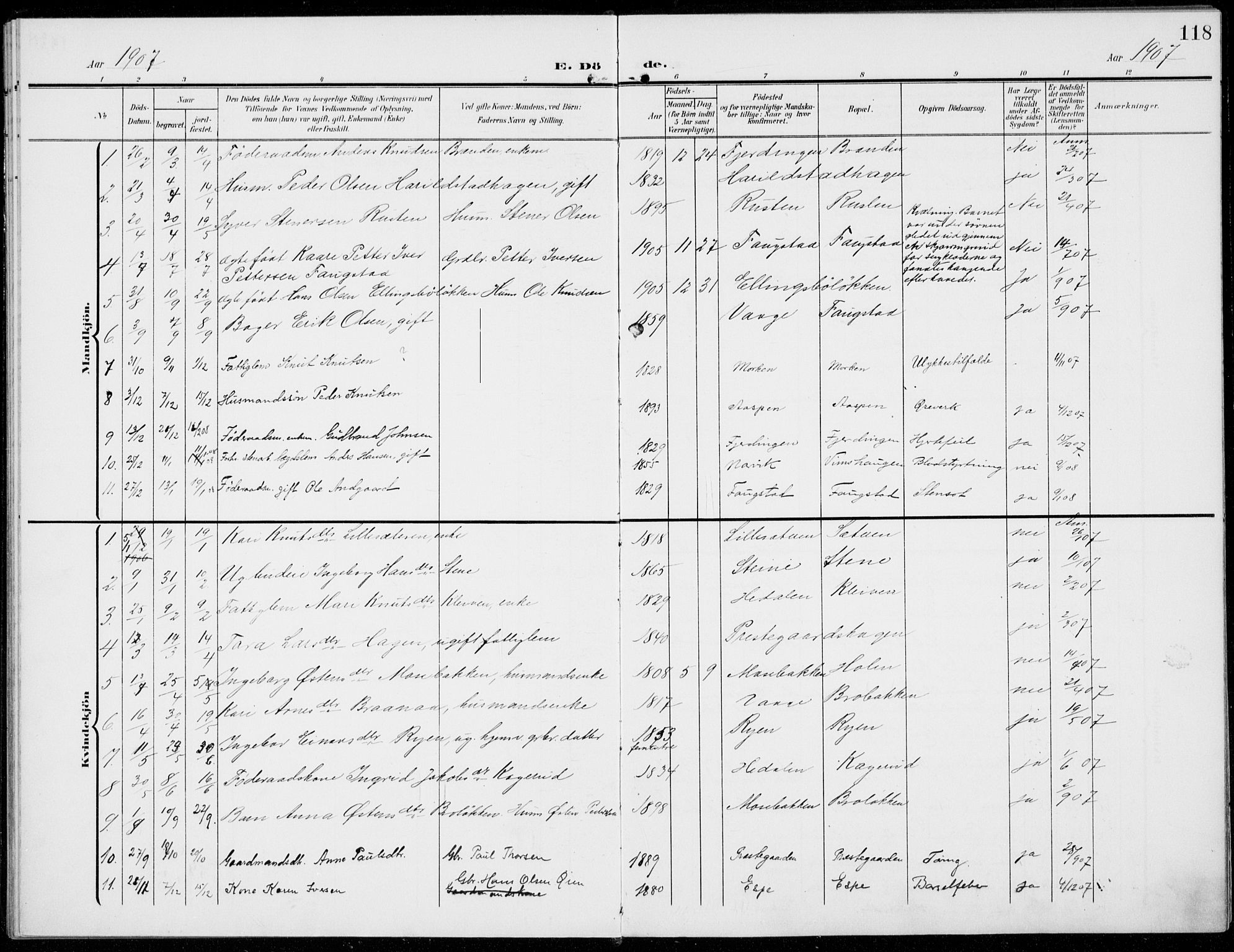 Sel prestekontor, SAH/PREST-074/H/Ha/Haa/L0001: Parish register (official) no. 1, 1905-1922, p. 118