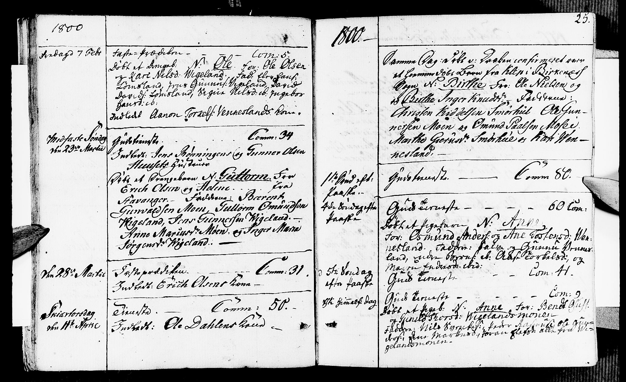 Vennesla sokneprestkontor, AV/SAK-1111-0045/Fa/Fab/L0002: Parish register (official) no. A 2, 1794-1834, p. 25