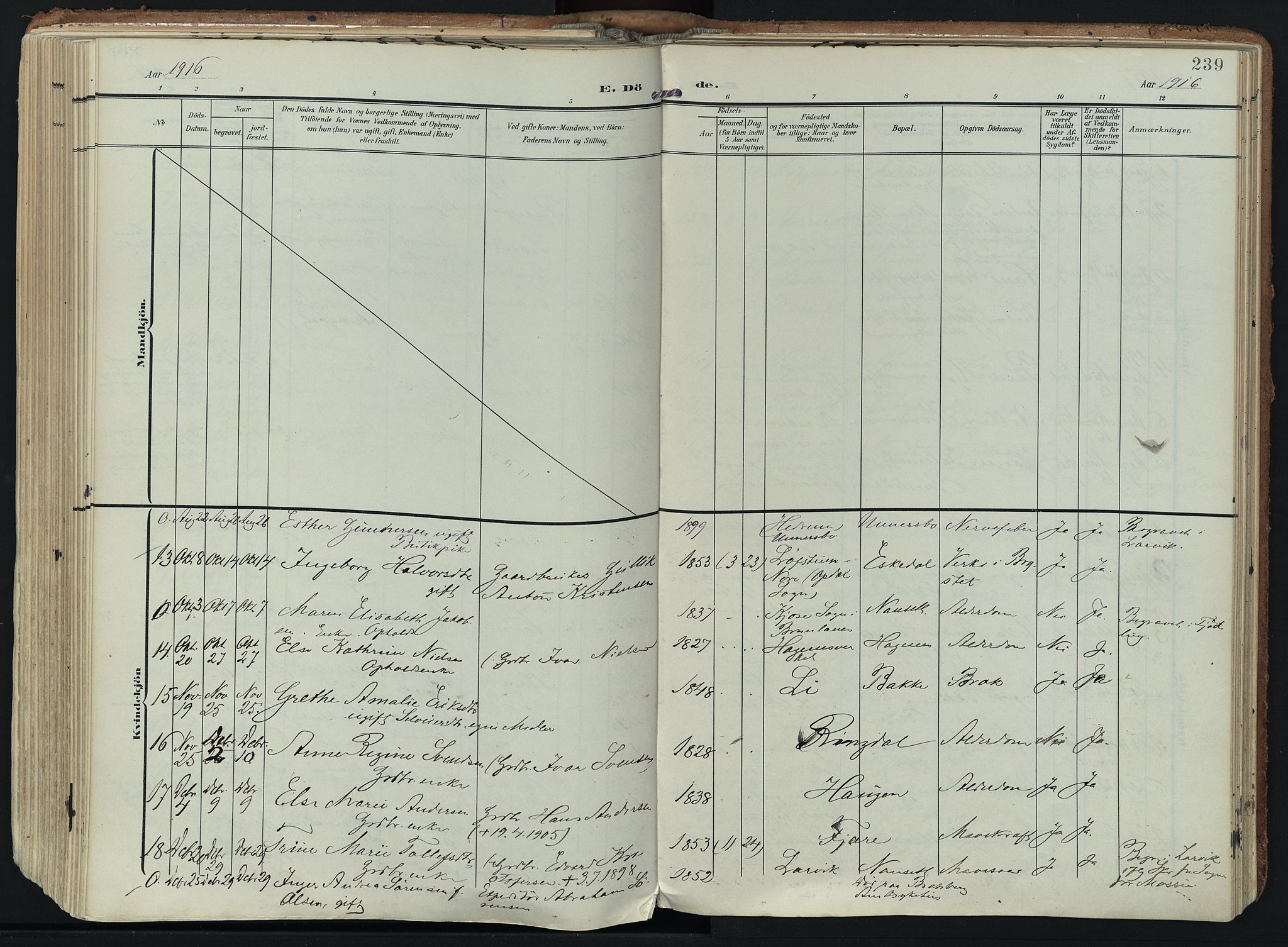 Hedrum kirkebøker, SAKO/A-344/F/Fa/L0010: Parish register (official) no. I 10, 1904-1918, p. 239