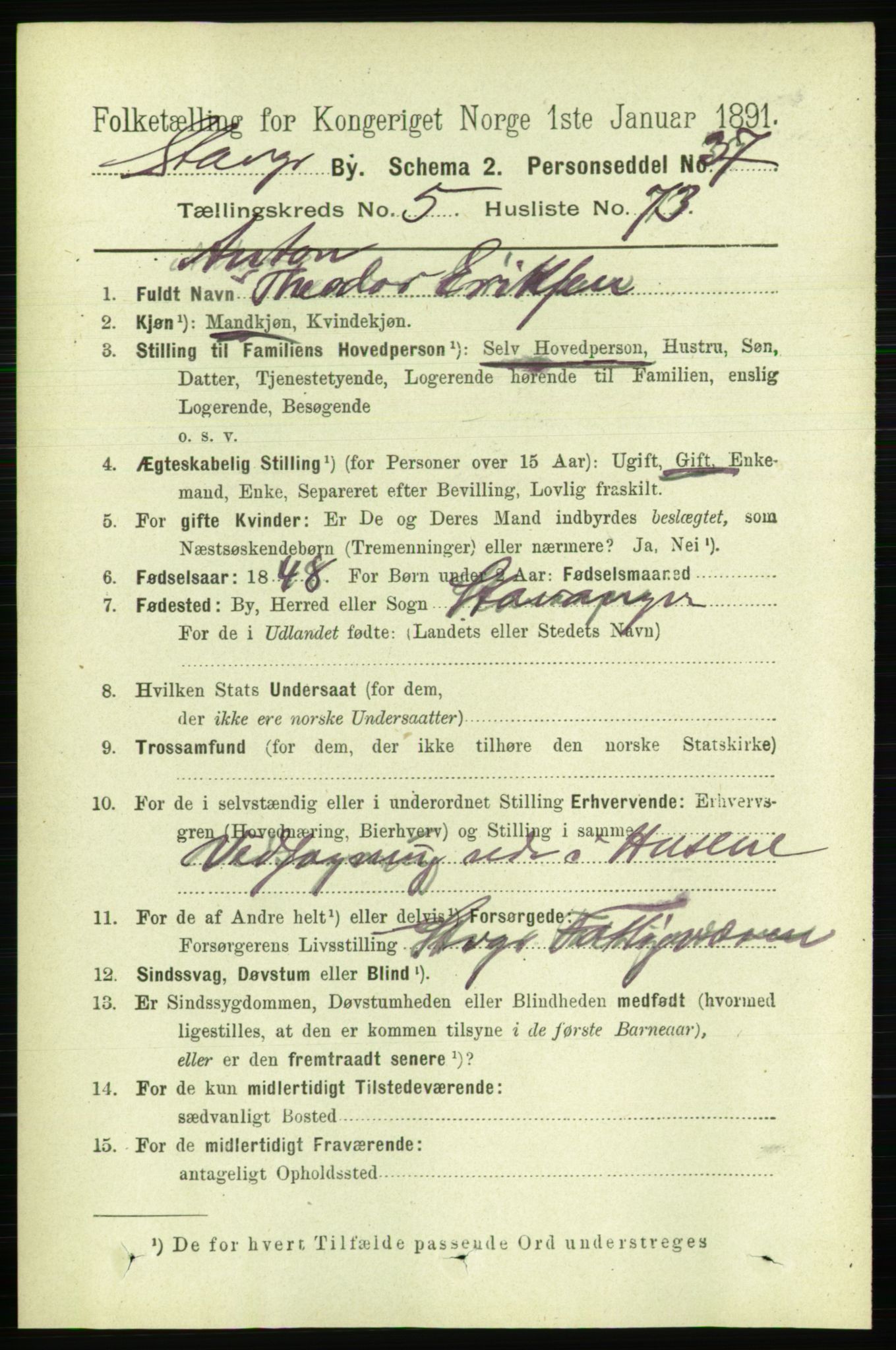 RA, 1891 census for 1103 Stavanger, 1891, p. 9739