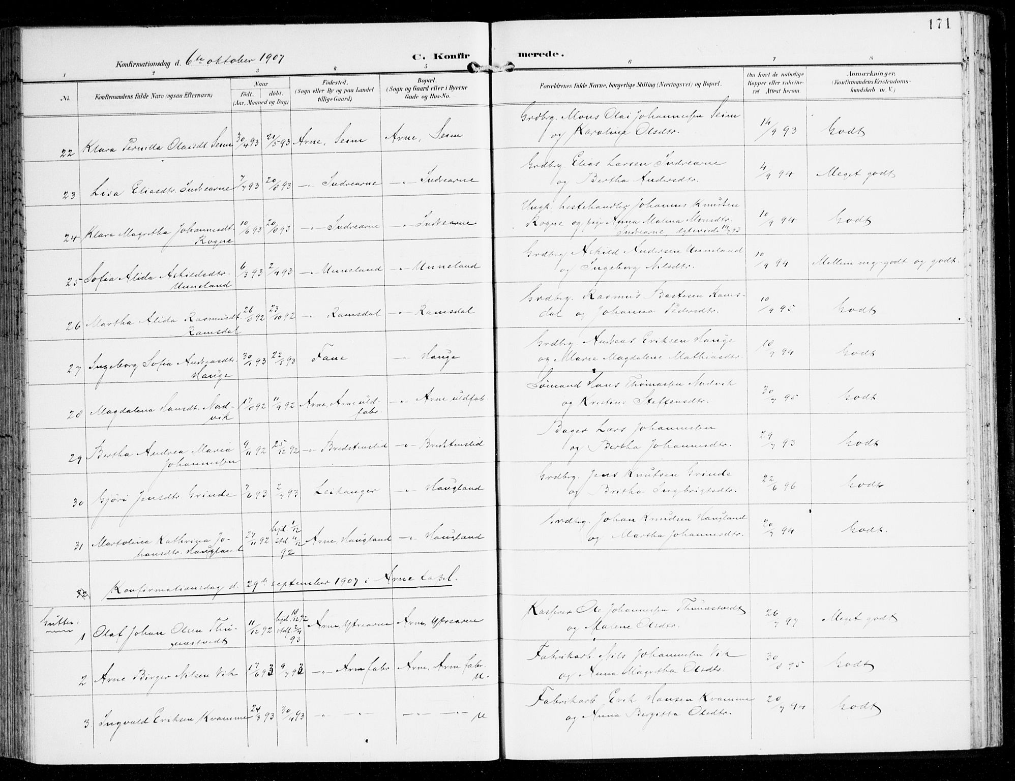 Haus sokneprestembete, AV/SAB-A-75601/H/Haa: Parish register (official) no. D 2, 1899-1912, p. 171