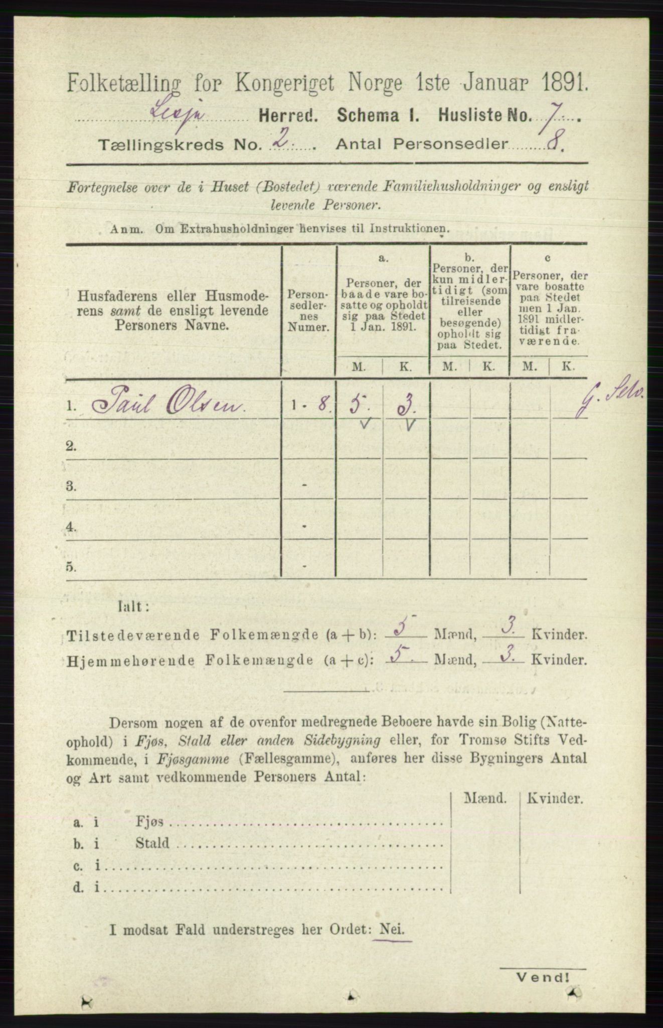 RA, 1891 census for 0512 Lesja, 1891, p. 376