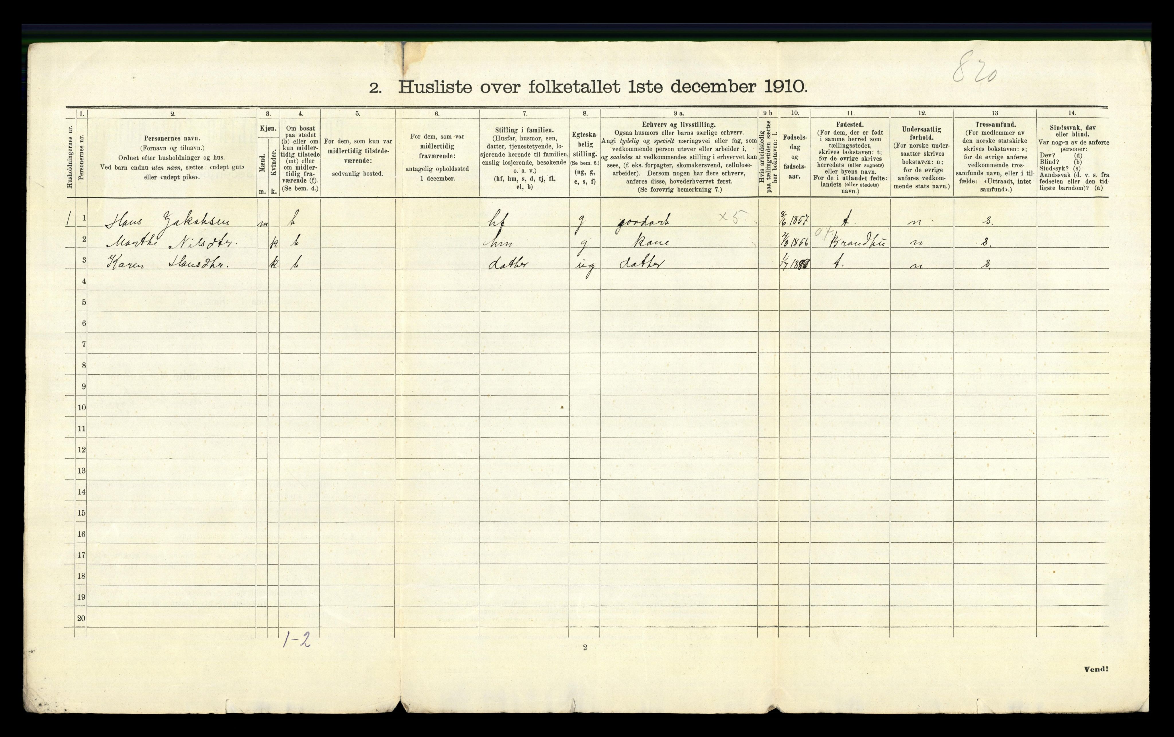 RA, 1910 census for Gran, 1910, p. 38