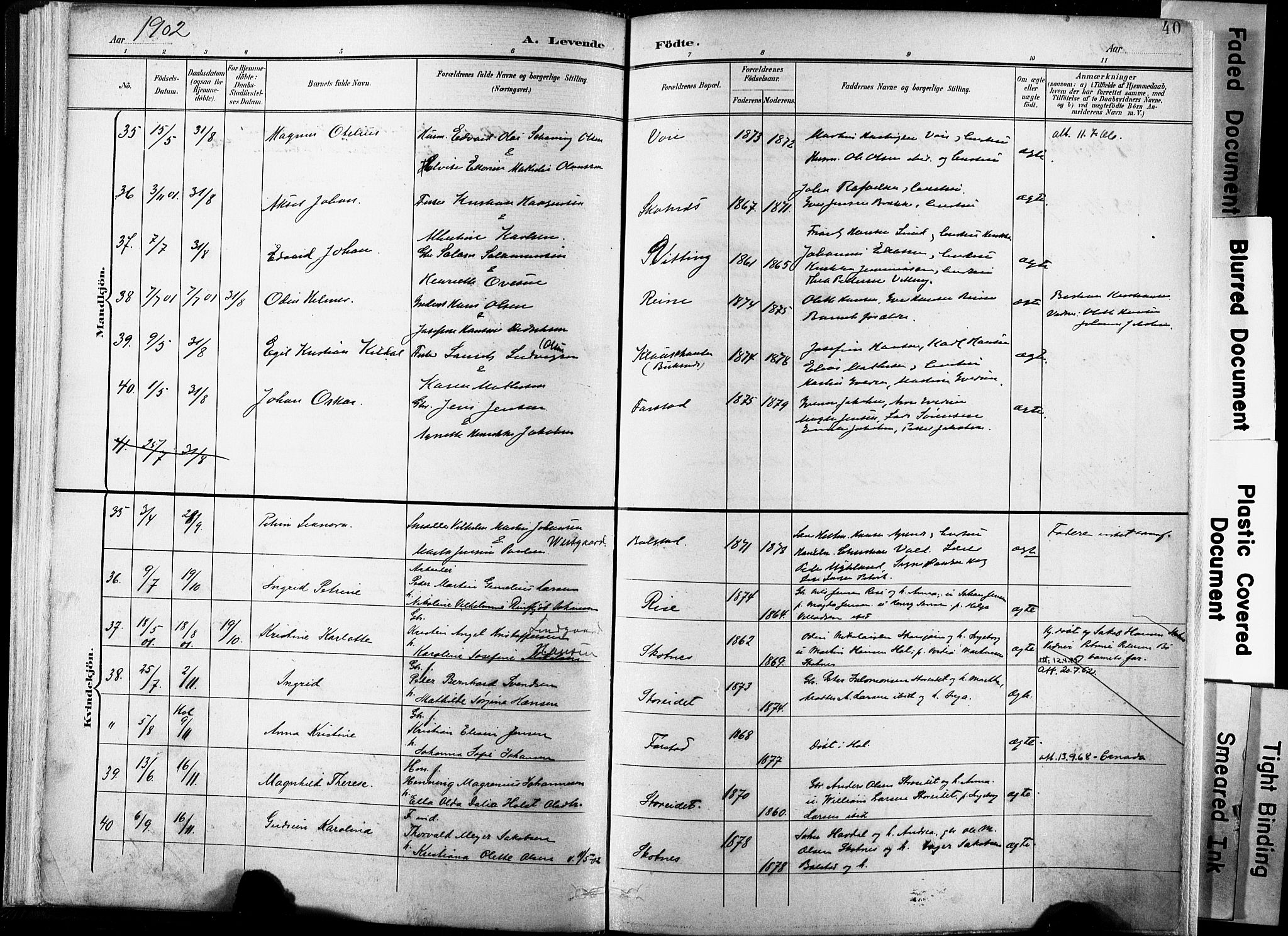 Ministerialprotokoller, klokkerbøker og fødselsregistre - Nordland, AV/SAT-A-1459/881/L1151: Parish register (official) no. 881A04, 1899-1907, p. 40