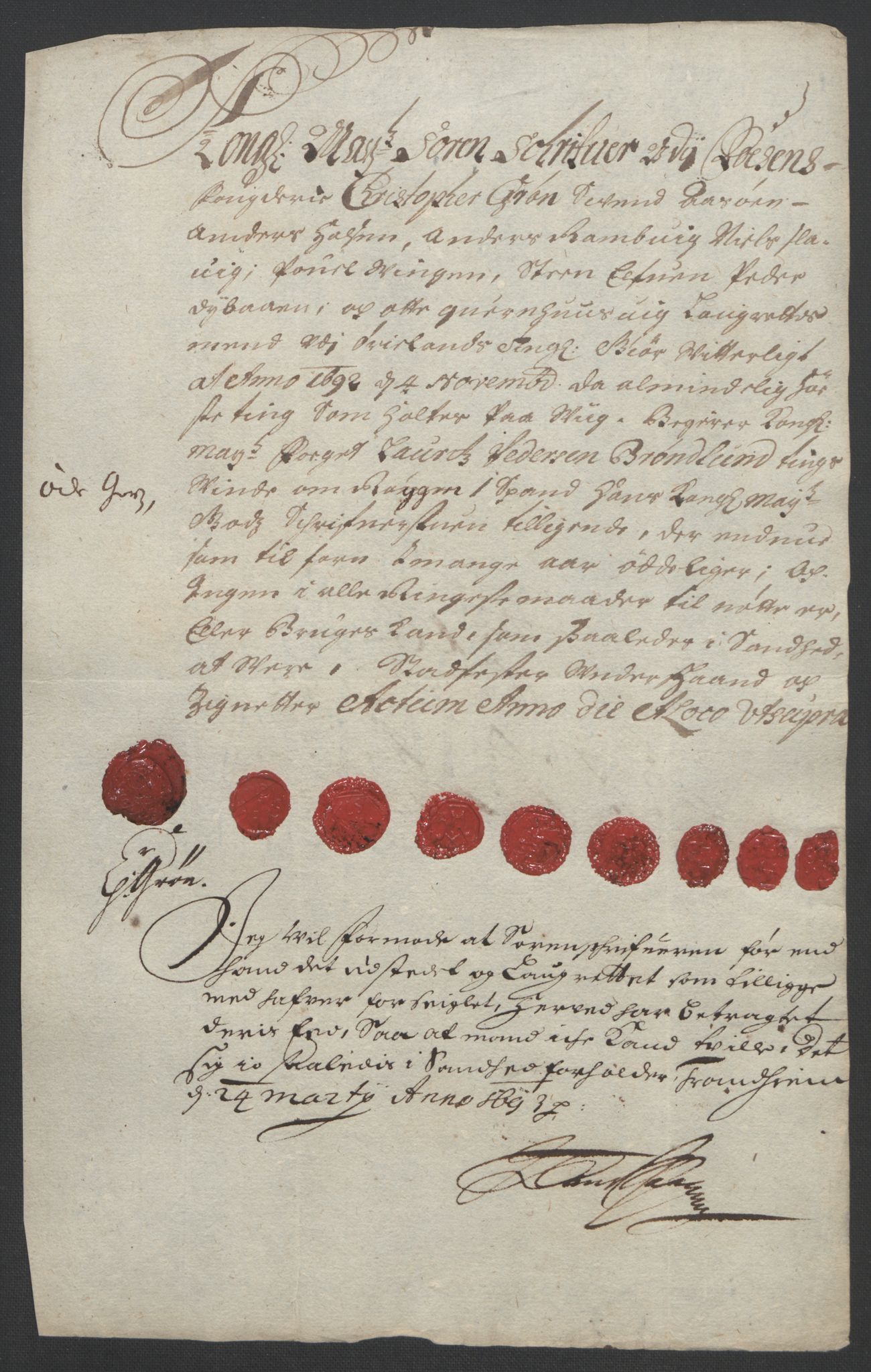 Rentekammeret inntil 1814, Reviderte regnskaper, Fogderegnskap, AV/RA-EA-4092/R57/L3849: Fogderegnskap Fosen, 1692-1693, p. 285