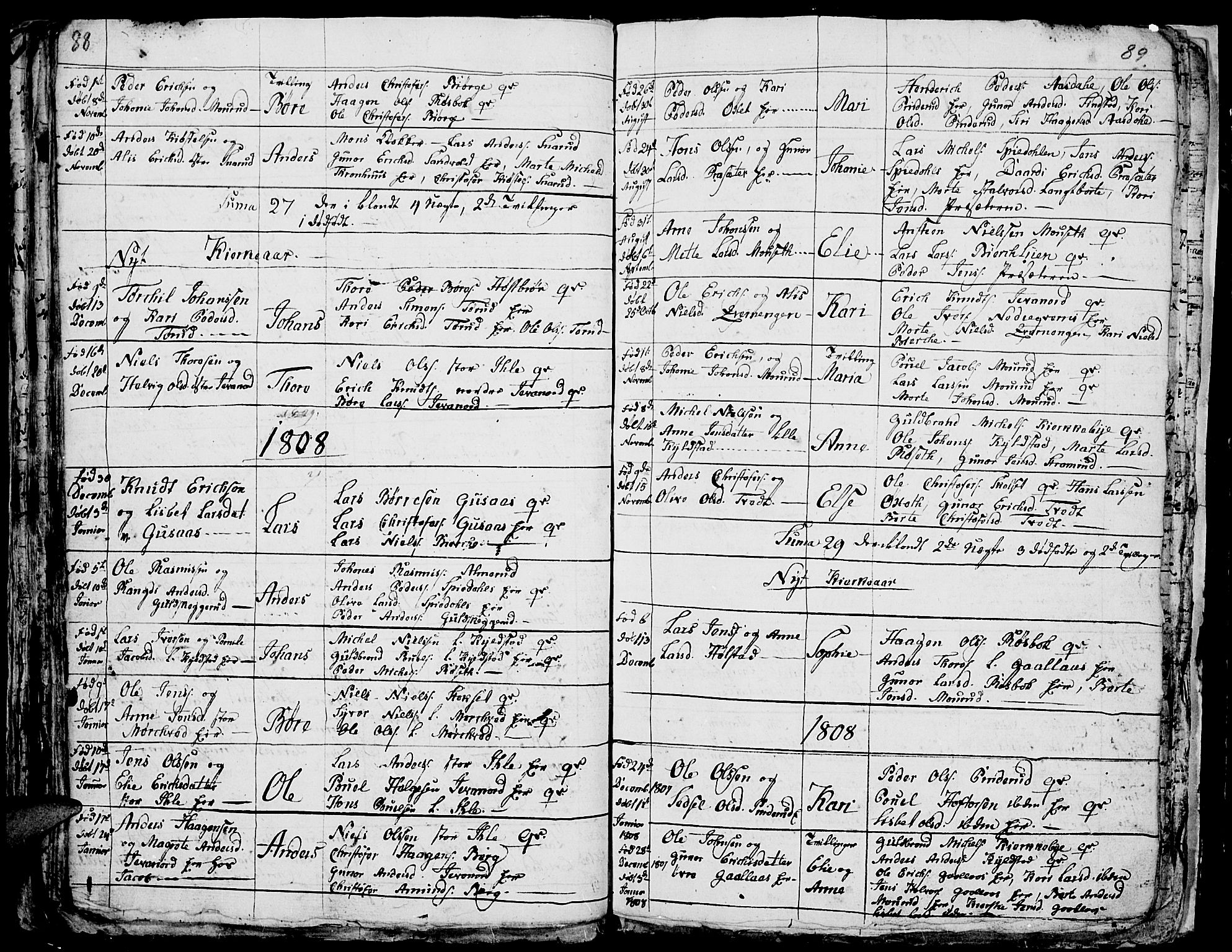 Vang prestekontor, Hedmark, SAH/PREST-008/H/Ha/Hab/L0001: Parish register (copy) no. 1, 1792-1814, p. 88-89