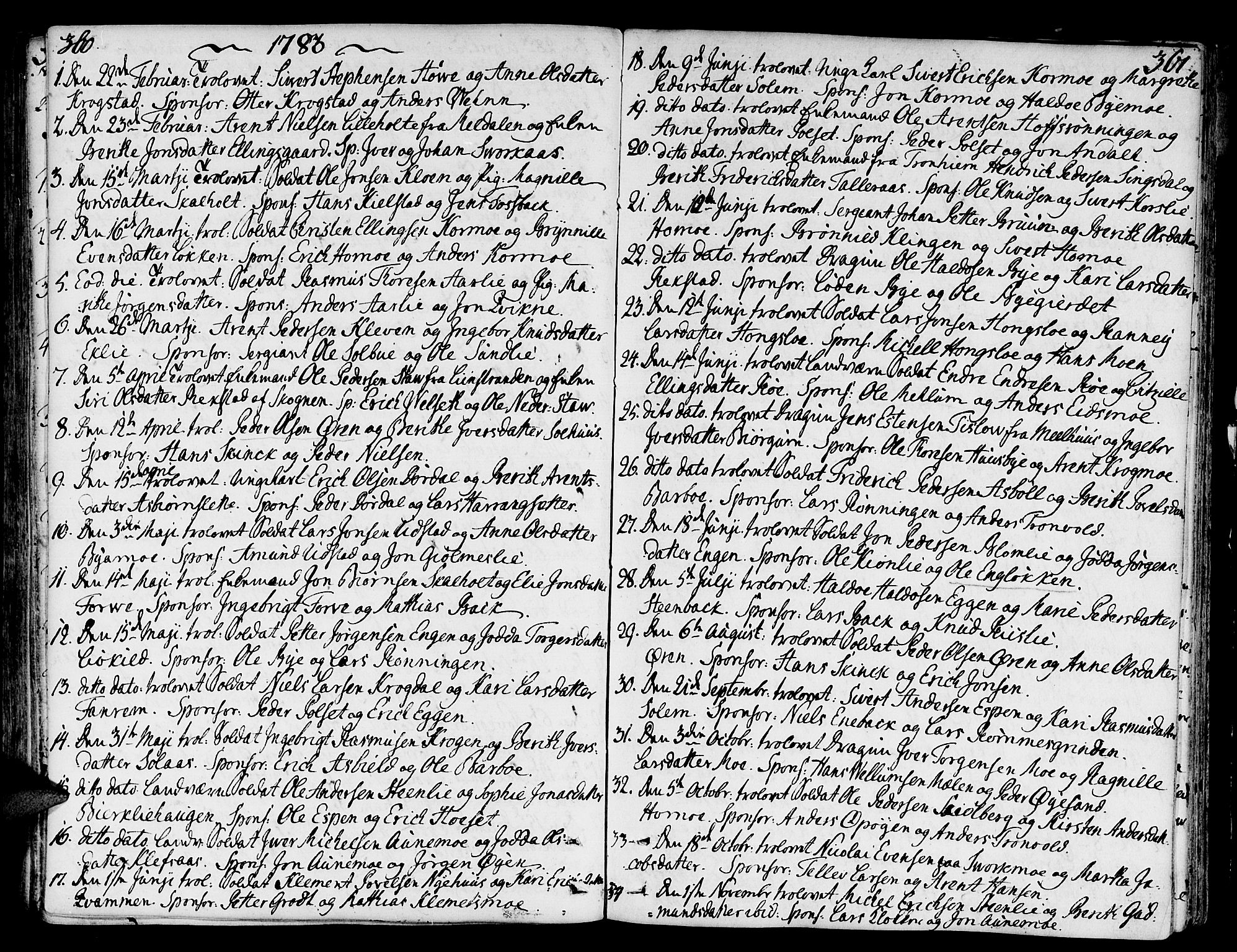 Ministerialprotokoller, klokkerbøker og fødselsregistre - Sør-Trøndelag, SAT/A-1456/668/L0802: Parish register (official) no. 668A02, 1776-1799, p. 360-361