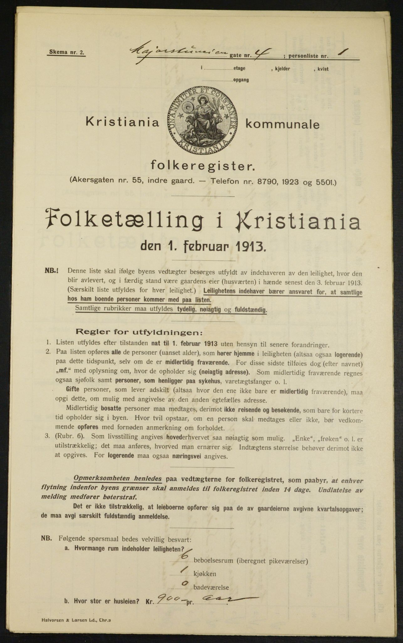 OBA, Municipal Census 1913 for Kristiania, 1913, p. 59405