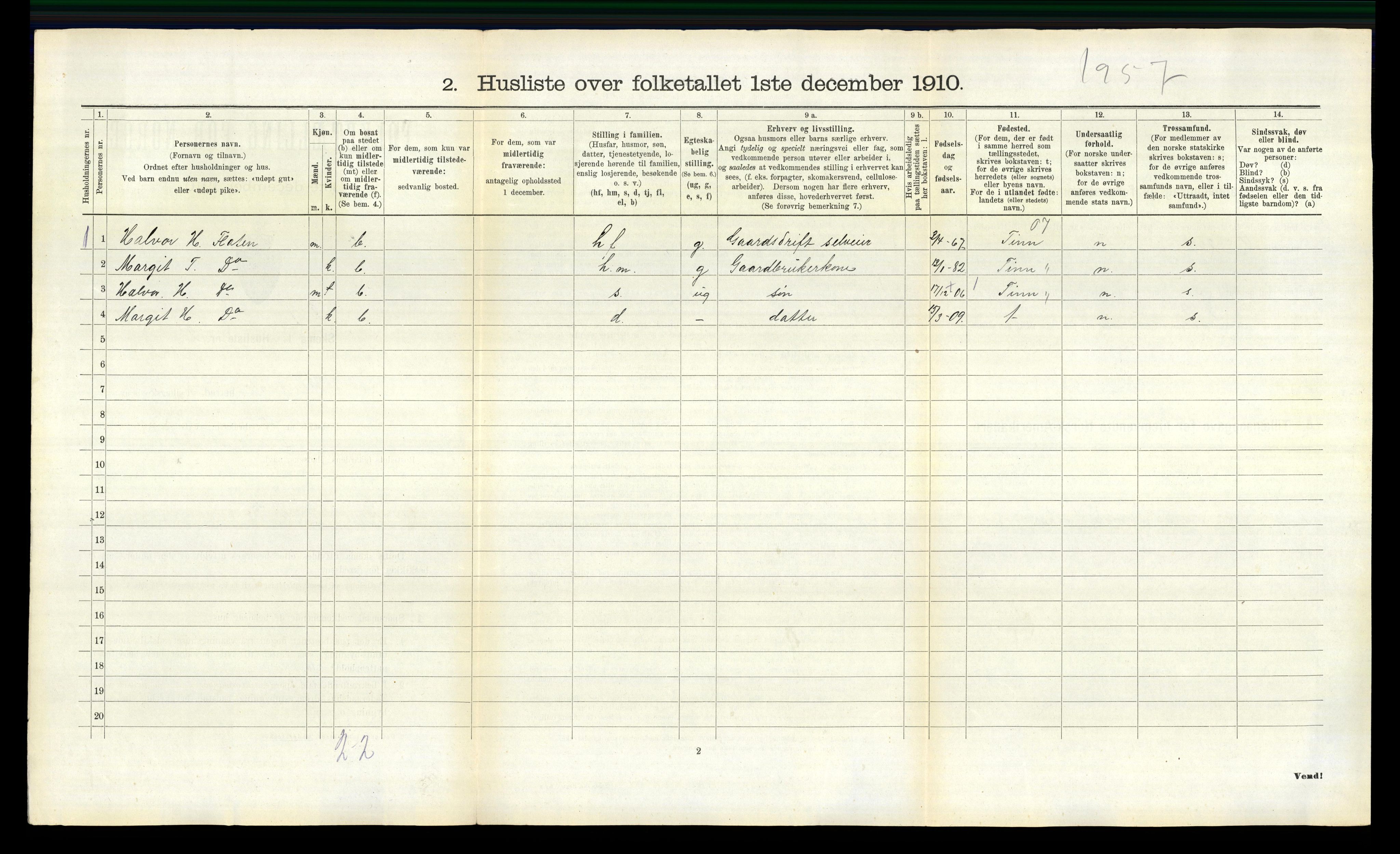 RA, 1910 census for Hjartdal, 1910, p. 783