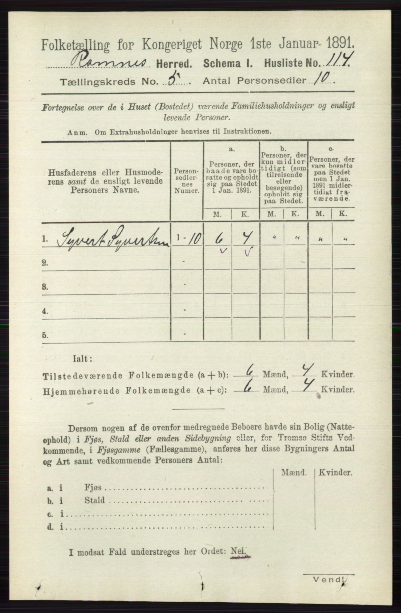 RA, 1891 census for 0718 Ramnes, 1891, p. 2537