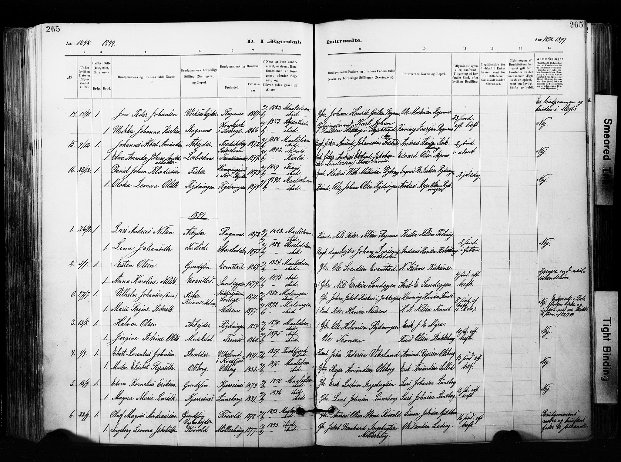 Målselv sokneprestembete, SATØ/S-1311/G/Ga/Gaa/L0007kirke: Parish register (official) no. 7, 1884-1903, p. 265