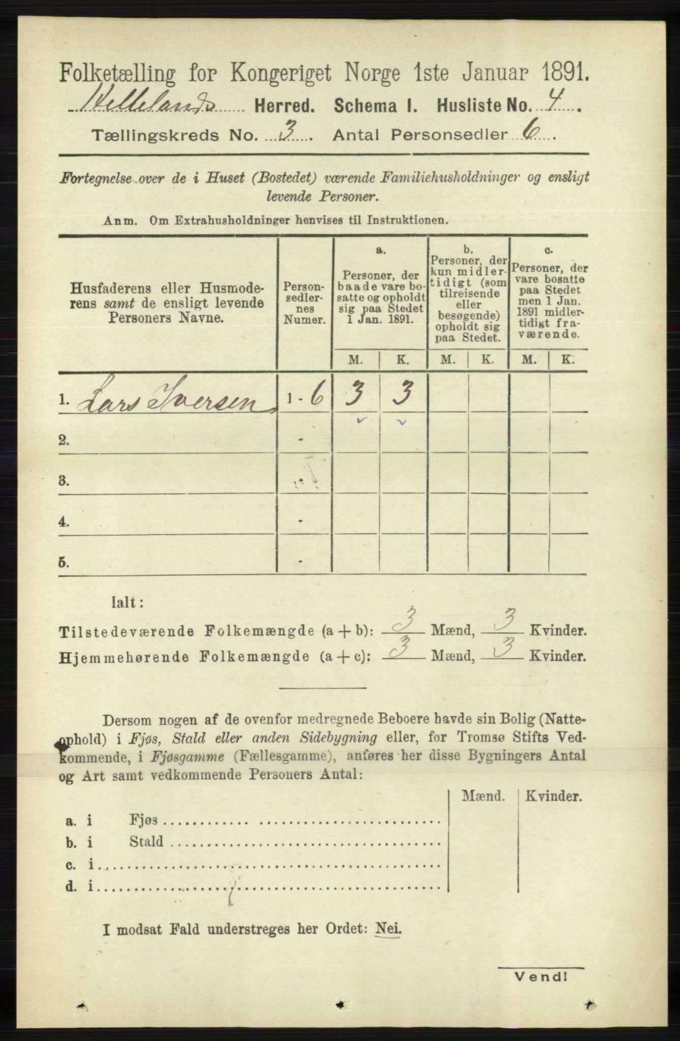 RA, 1891 census for 1115 Helleland, 1891, p. 793