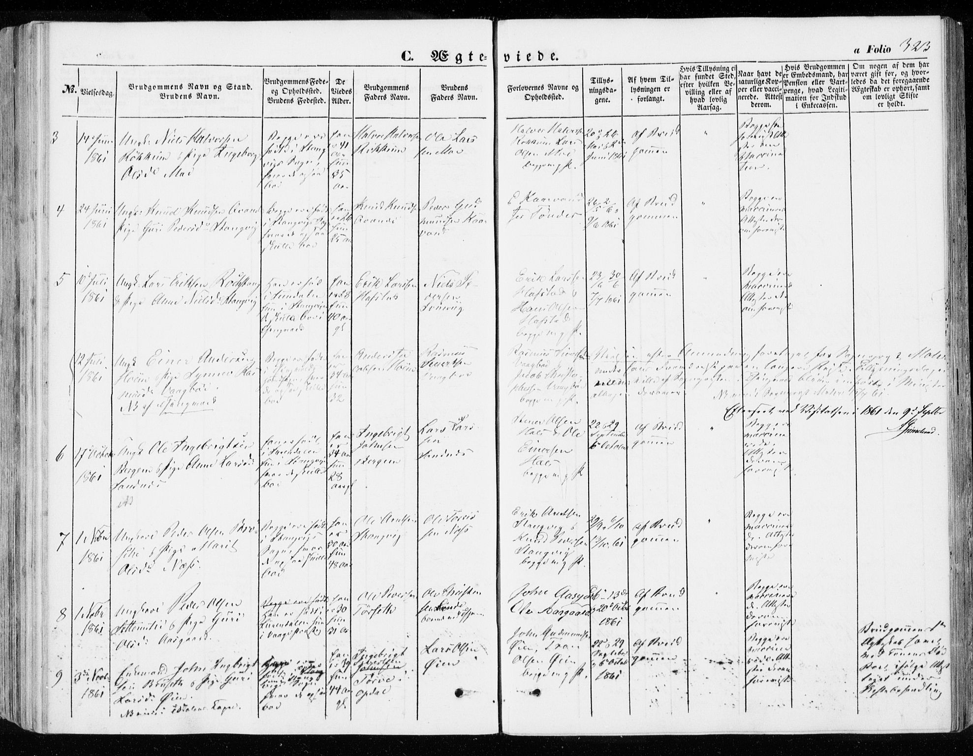 Ministerialprotokoller, klokkerbøker og fødselsregistre - Møre og Romsdal, AV/SAT-A-1454/592/L1026: Parish register (official) no. 592A04, 1849-1867, p. 323