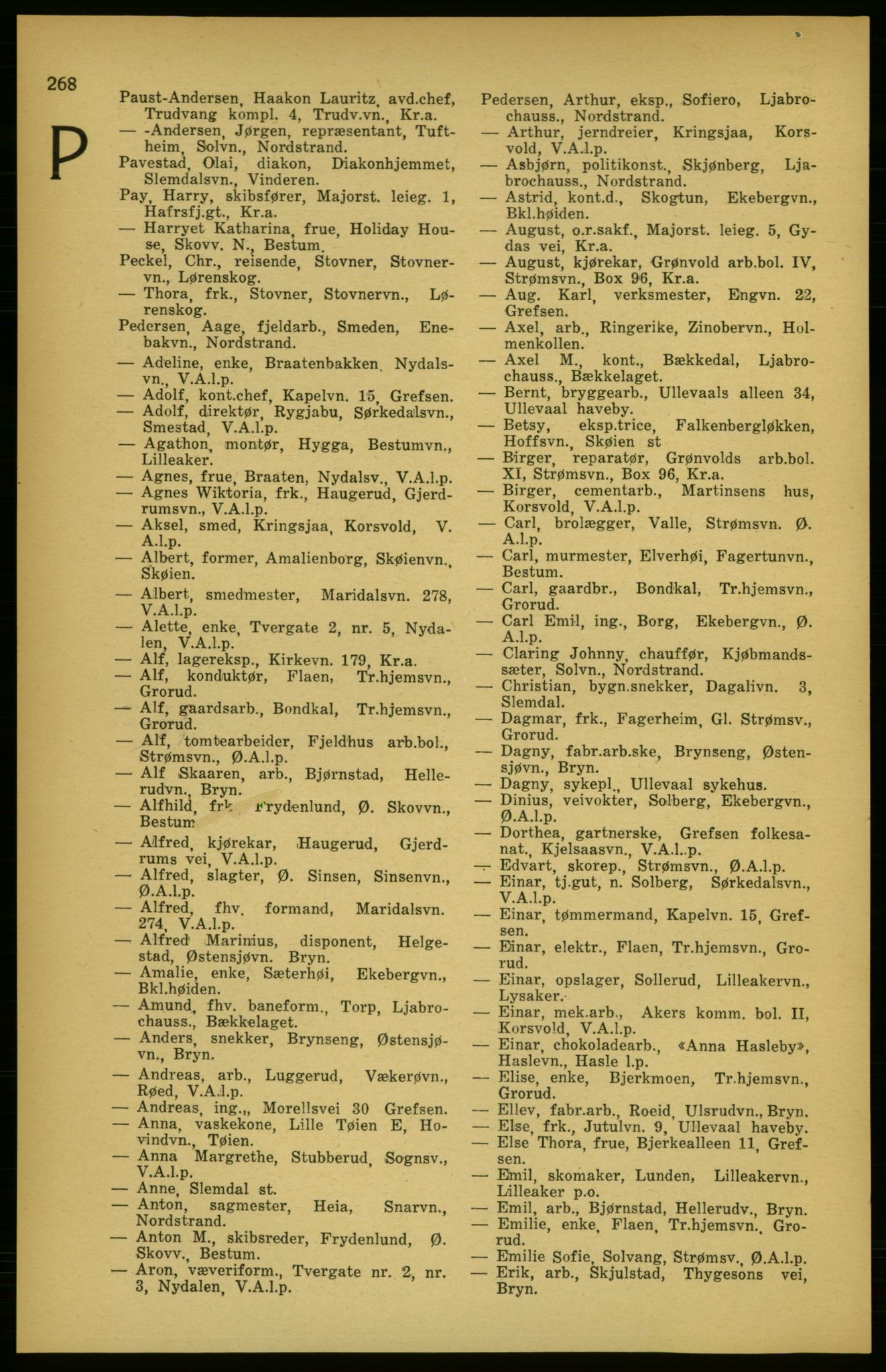 Aker adressebok/adressekalender, PUBL/001/A/003: Akers adressekalender, 1924-1925, p. 268