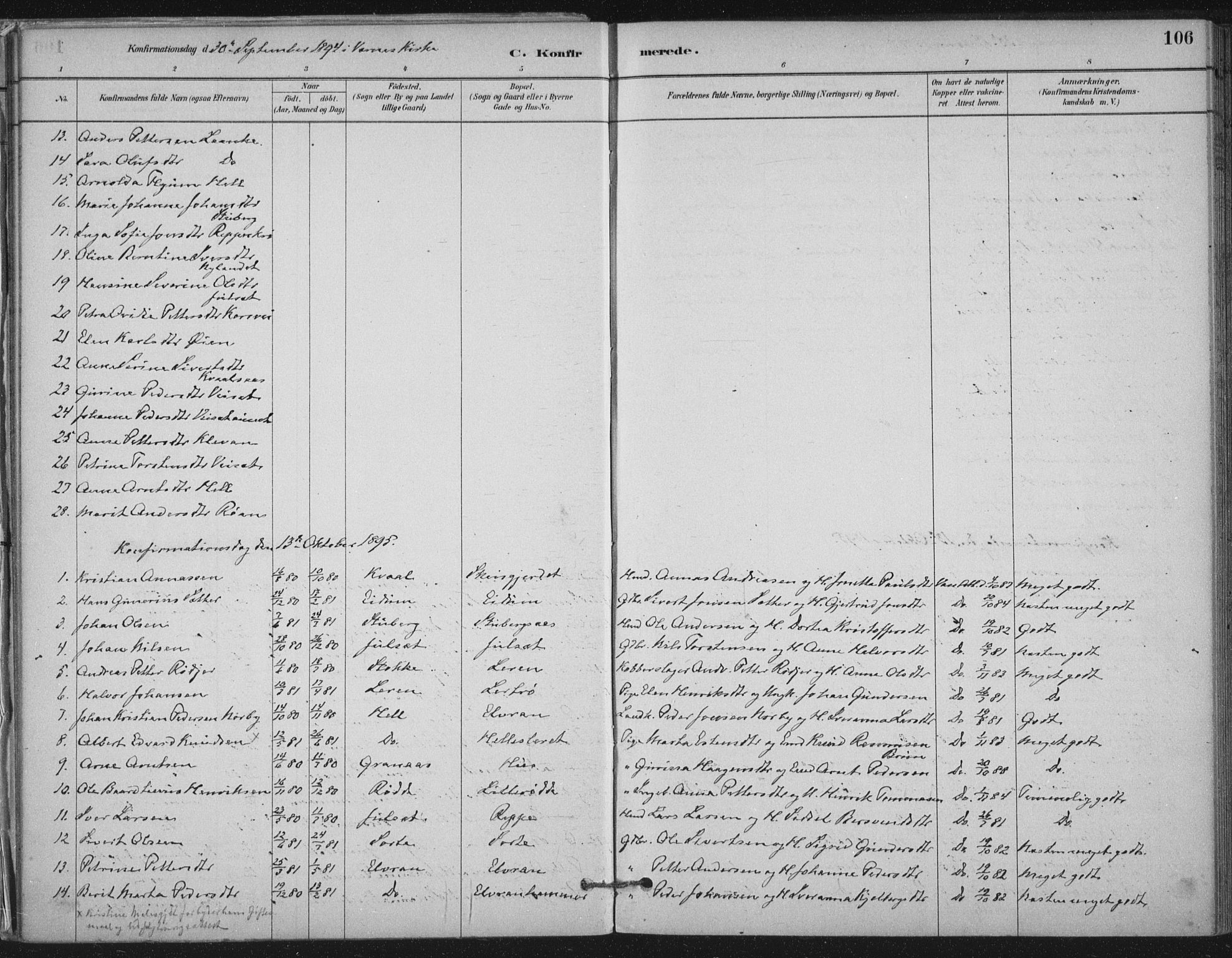 Ministerialprotokoller, klokkerbøker og fødselsregistre - Nord-Trøndelag, SAT/A-1458/710/L0095: Parish register (official) no. 710A01, 1880-1914, p. 106