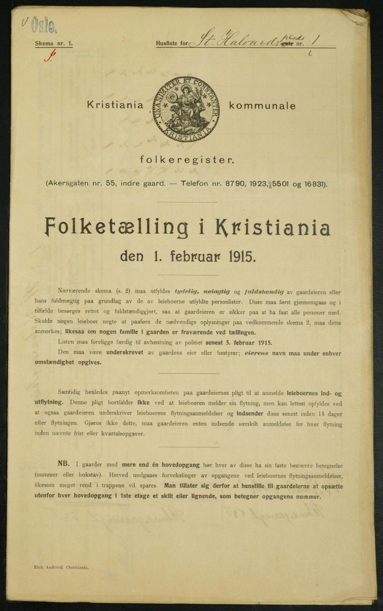 OBA, Municipal Census 1915 for Kristiania, 1915, p. 87545