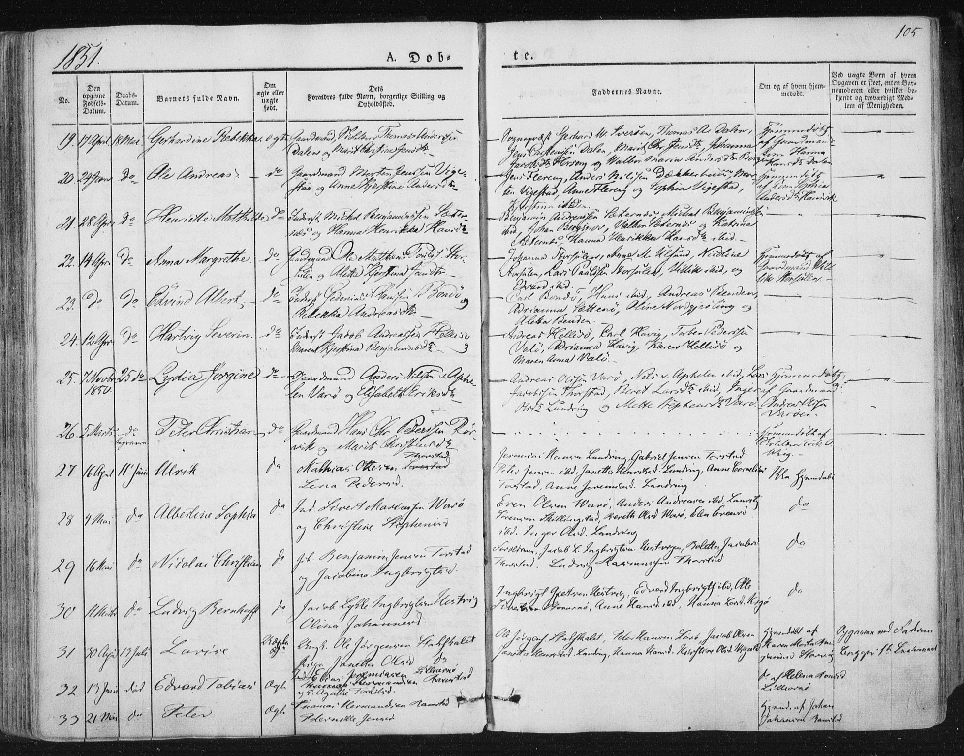 Ministerialprotokoller, klokkerbøker og fødselsregistre - Nord-Trøndelag, SAT/A-1458/784/L0669: Parish register (official) no. 784A04, 1829-1859, p. 105