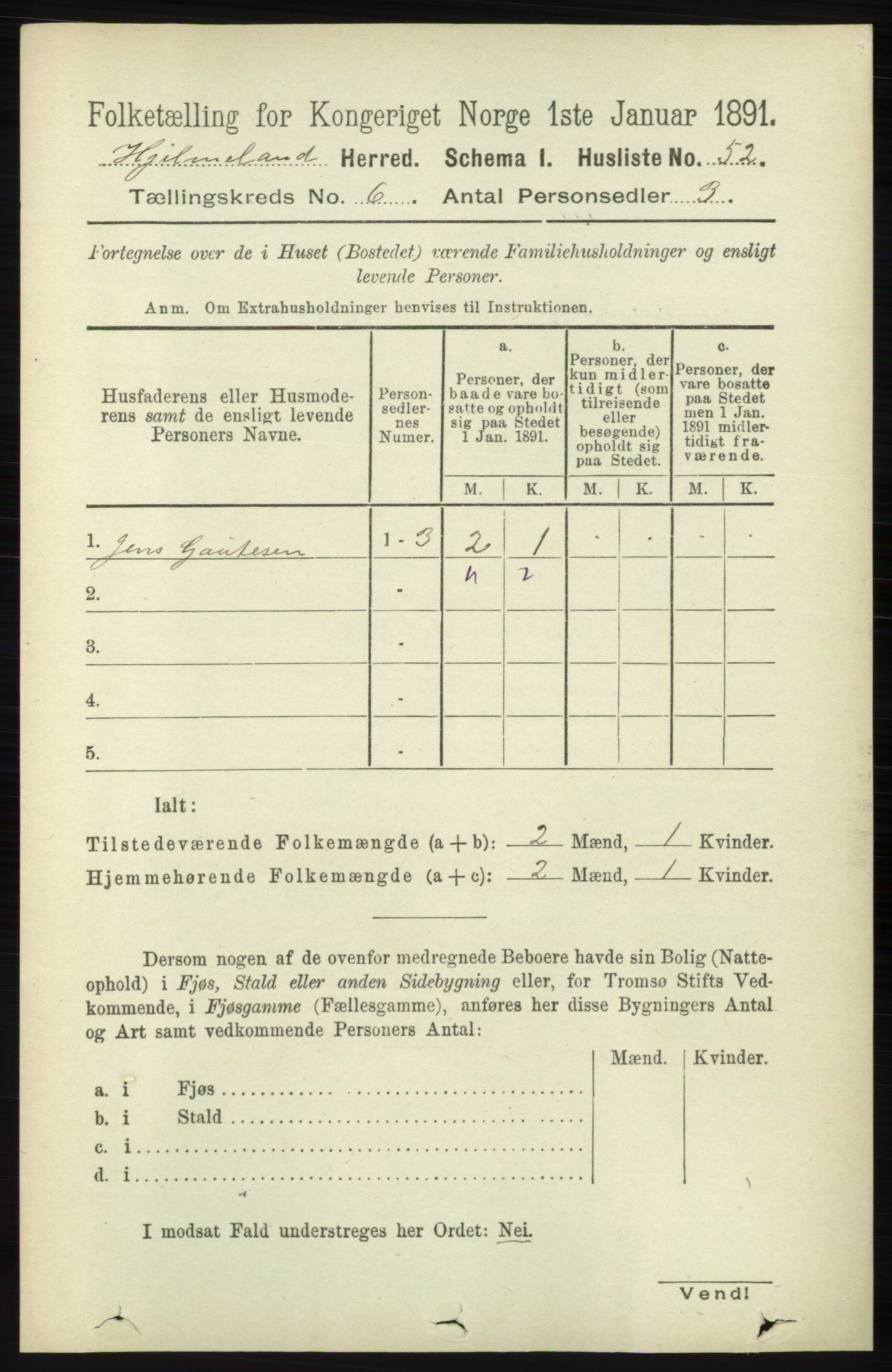 RA, 1891 census for 1133 Hjelmeland, 1891, p. 1548