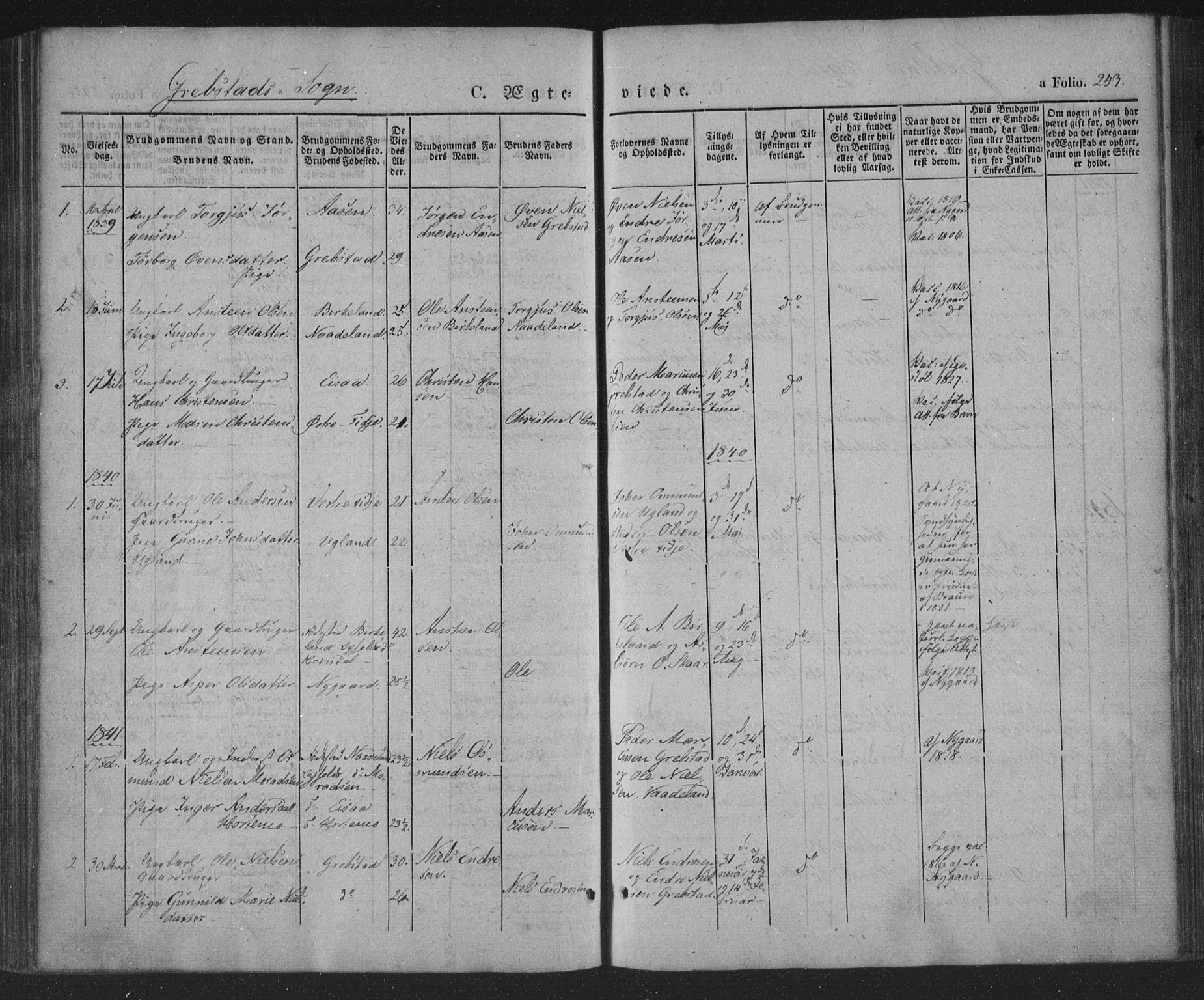 Søgne sokneprestkontor, AV/SAK-1111-0037/F/Fa/Fab/L0009: Parish register (official) no. A 9, 1838-1853, p. 243