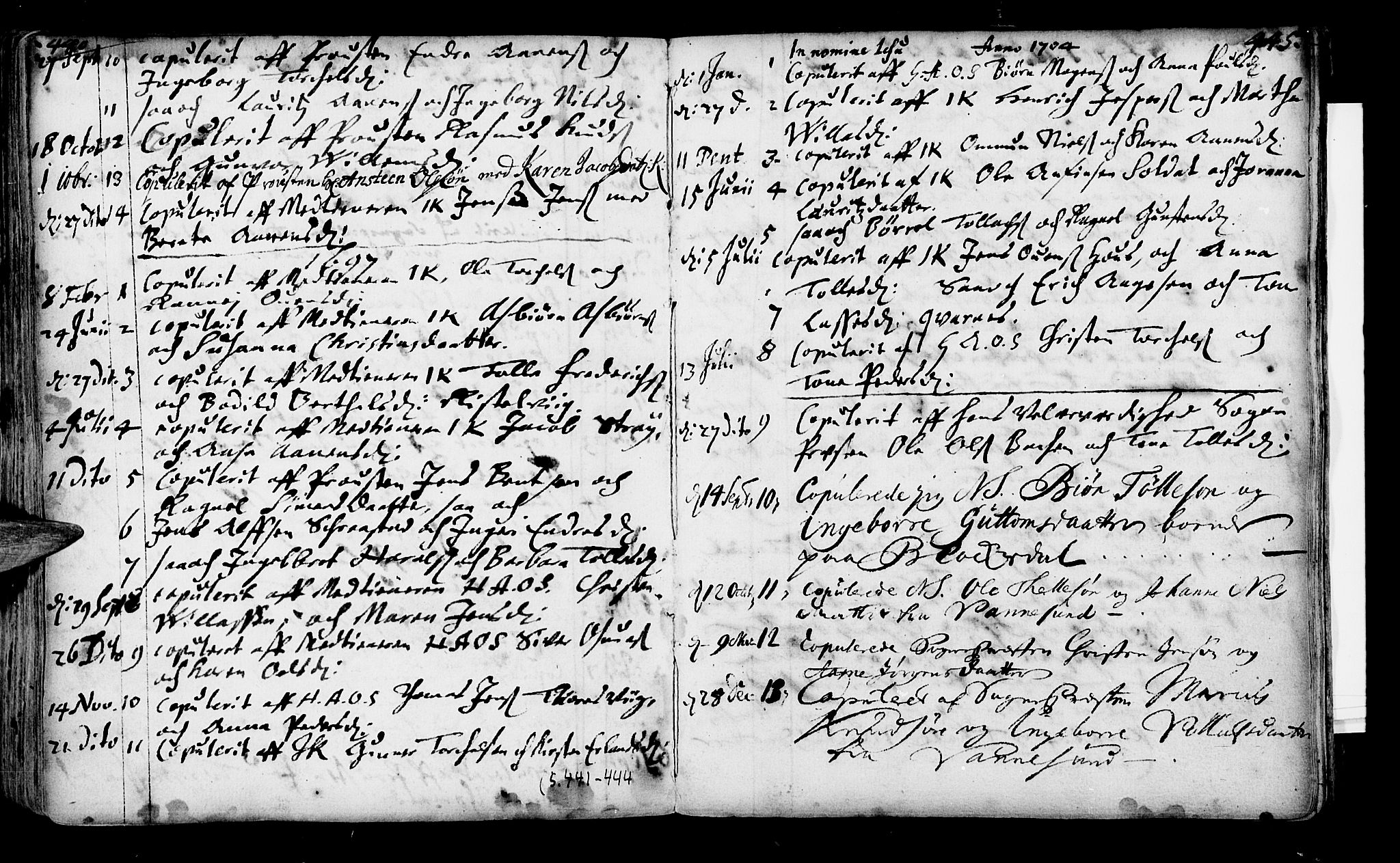 Oddernes sokneprestkontor, AV/SAK-1111-0033/F/Fa/Faa/L0001: Parish register (official) no. A 1, 1692-1718, p. 440-441