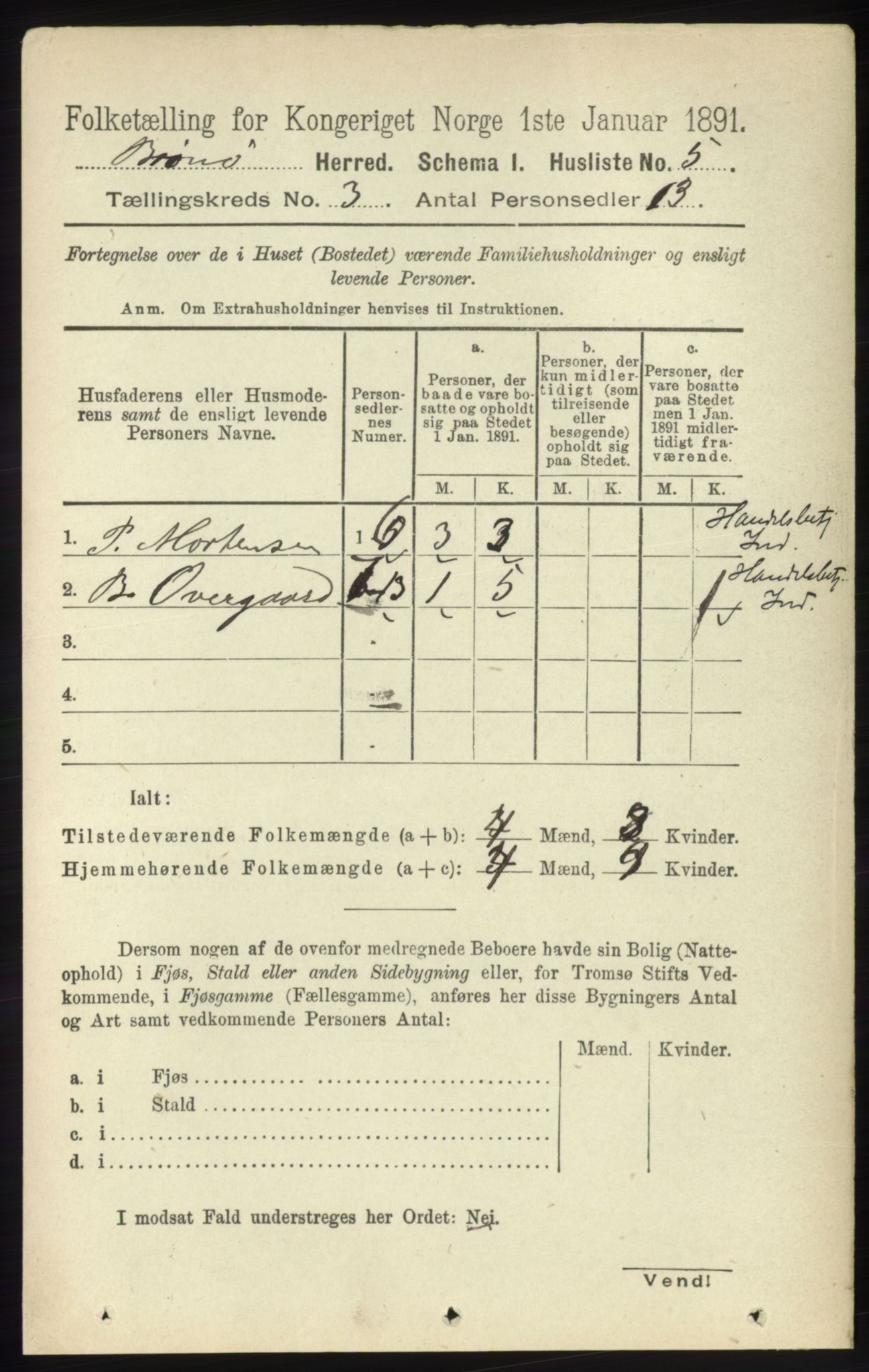 RA, 1891 census for 1814 Brønnøy, 1891, p. 1199