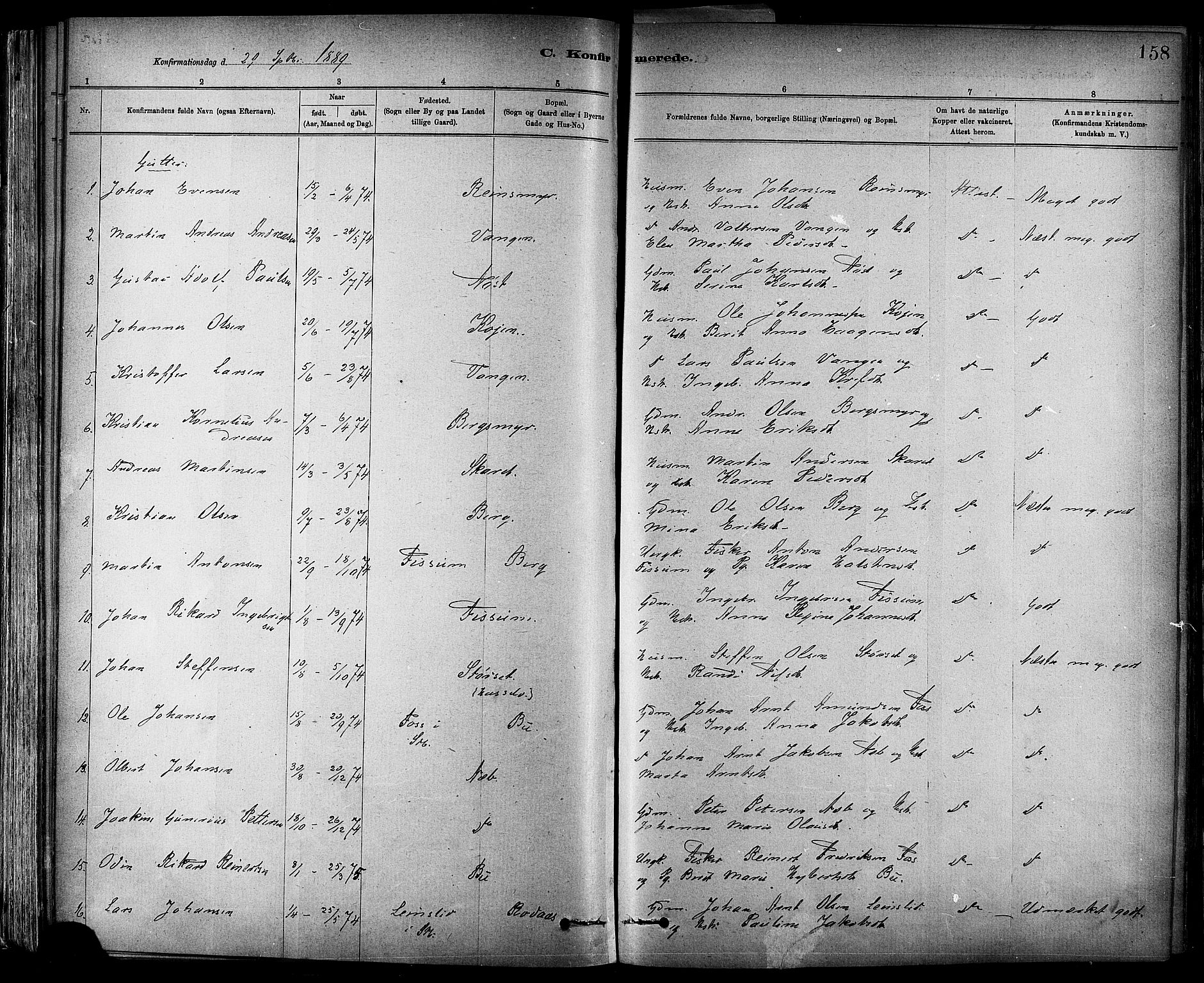Ministerialprotokoller, klokkerbøker og fødselsregistre - Sør-Trøndelag, SAT/A-1456/647/L0634: Parish register (official) no. 647A01, 1885-1896, p. 158