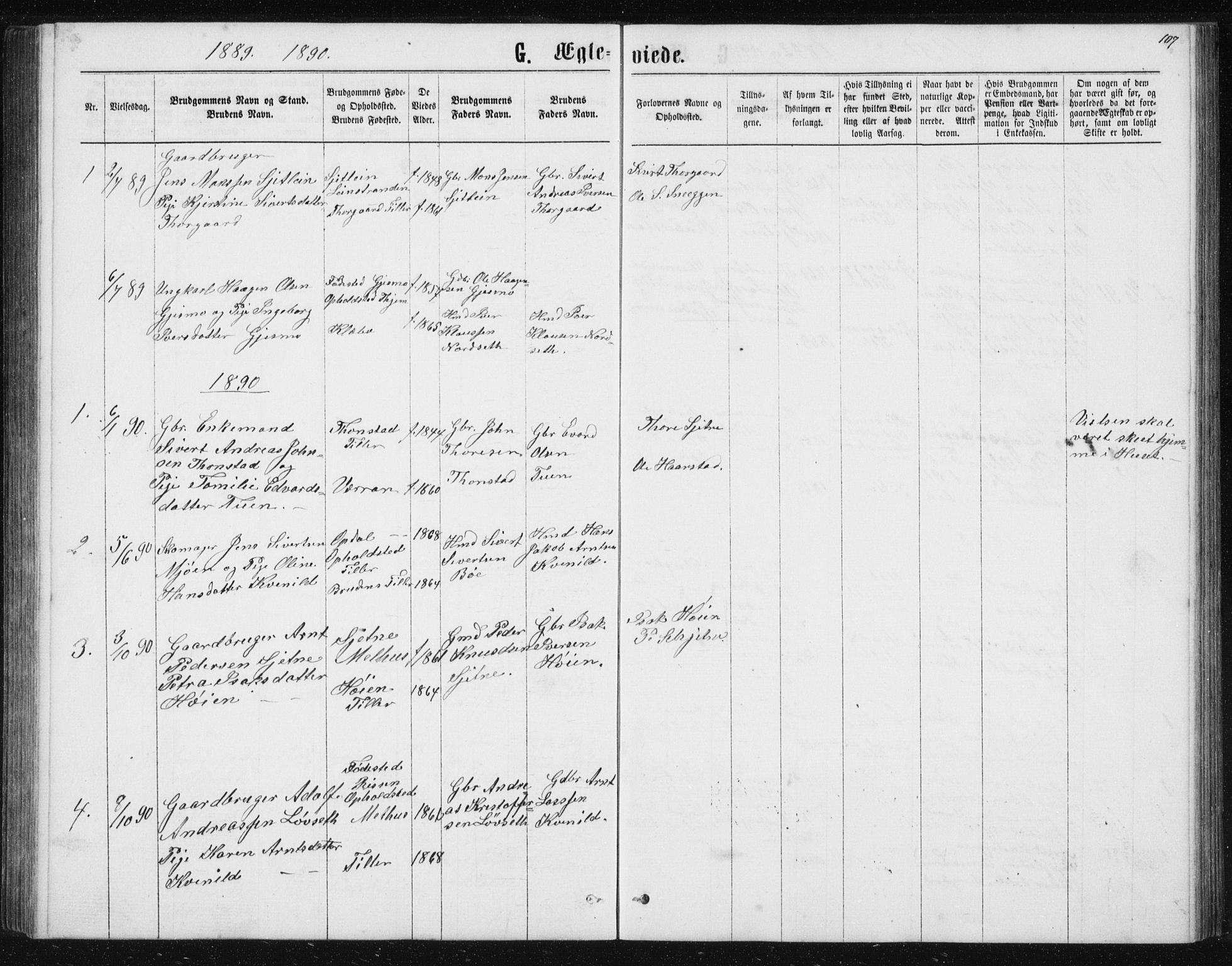 Ministerialprotokoller, klokkerbøker og fødselsregistre - Sør-Trøndelag, SAT/A-1456/621/L0459: Parish register (copy) no. 621C02, 1866-1895, p. 107